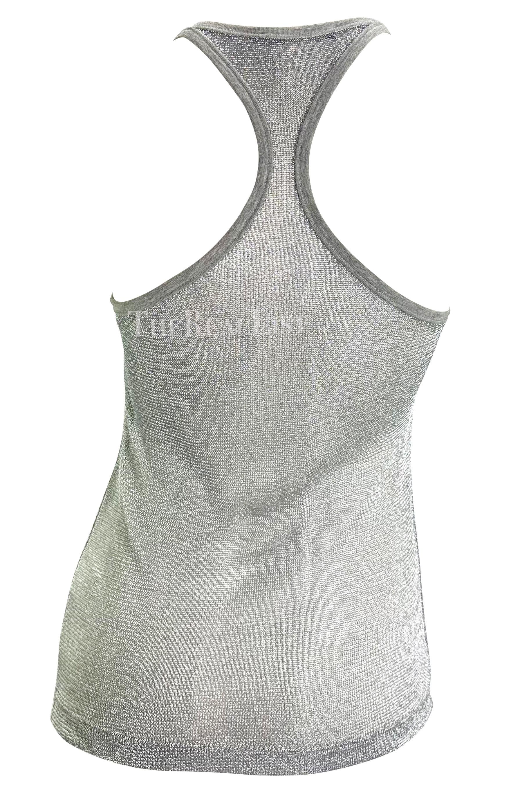 S/S 2003 Dolce & Gabbana Runway Ad Silver Woven Metal Mesh Racerback Tank Top  For Sale 4