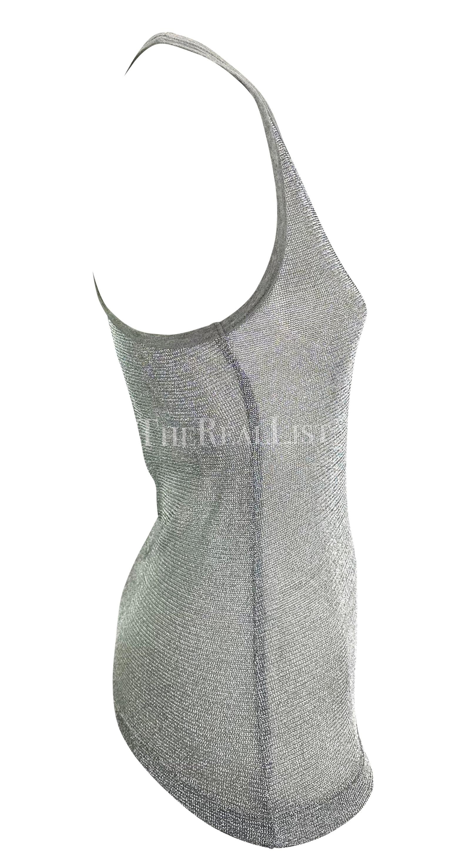S/S 2003 Dolce & Gabbana Runway Ad Silver Woven Metal Mesh Racerback Tank Top  For Sale 5