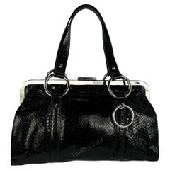 S/S 2003 Dolce & Gabbana Runway Black Python Leather Ring Shoulder Bag