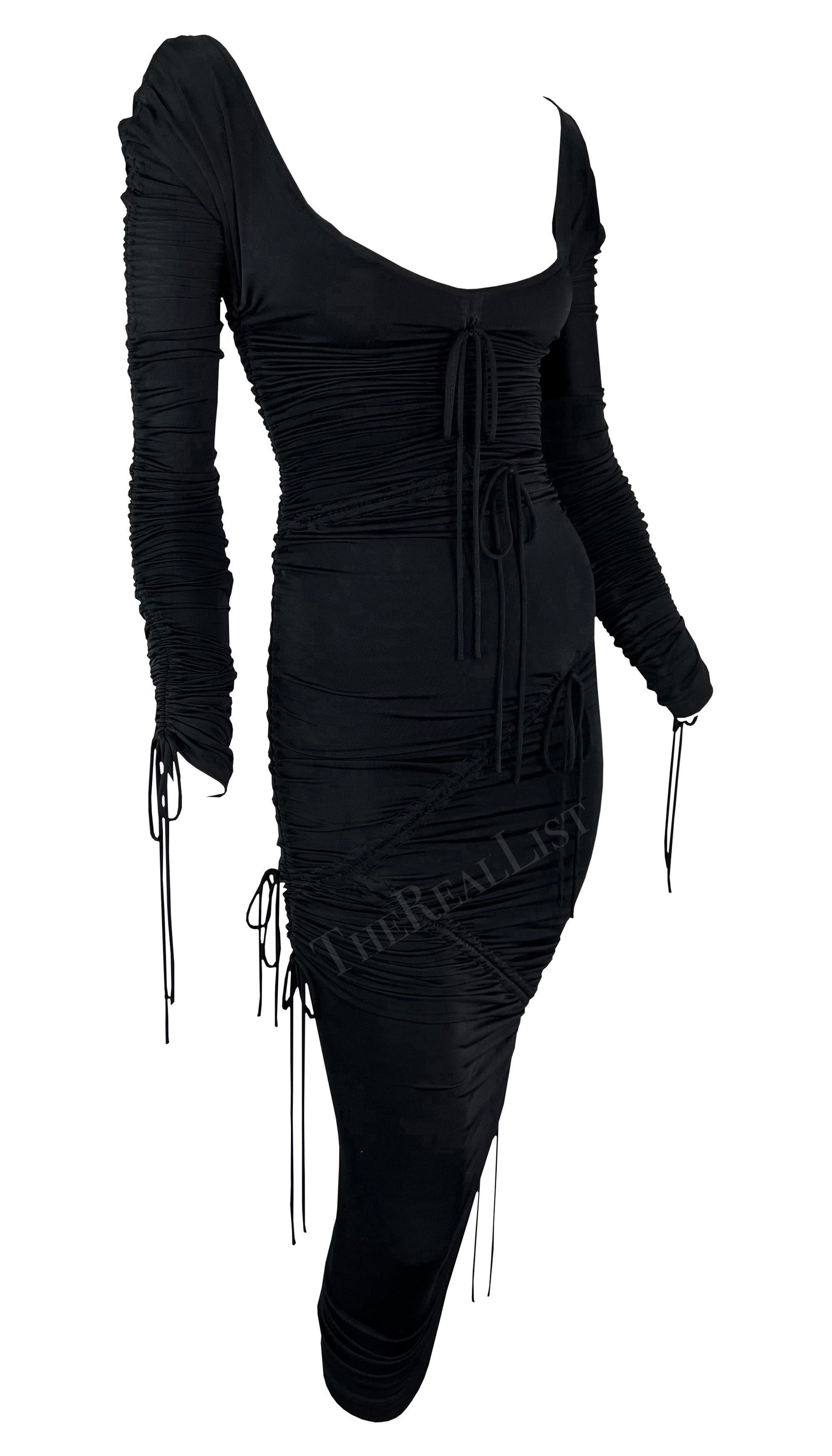 S/S 2003 Dolce & Gabbana Runway 'Sex & Love' Black Drawstring Bodycon Dress For Sale 8