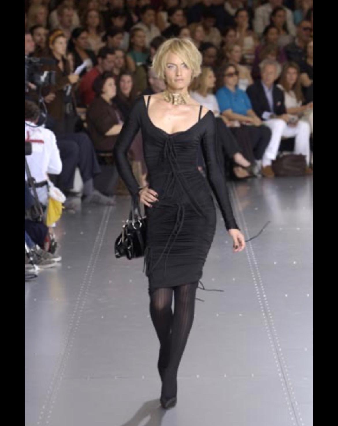 S/S 2003 Dolce & Gabbana Runway 'Sex & Love' Black Drawstring Bodycon Dress In Excellent Condition For Sale In West Hollywood, CA