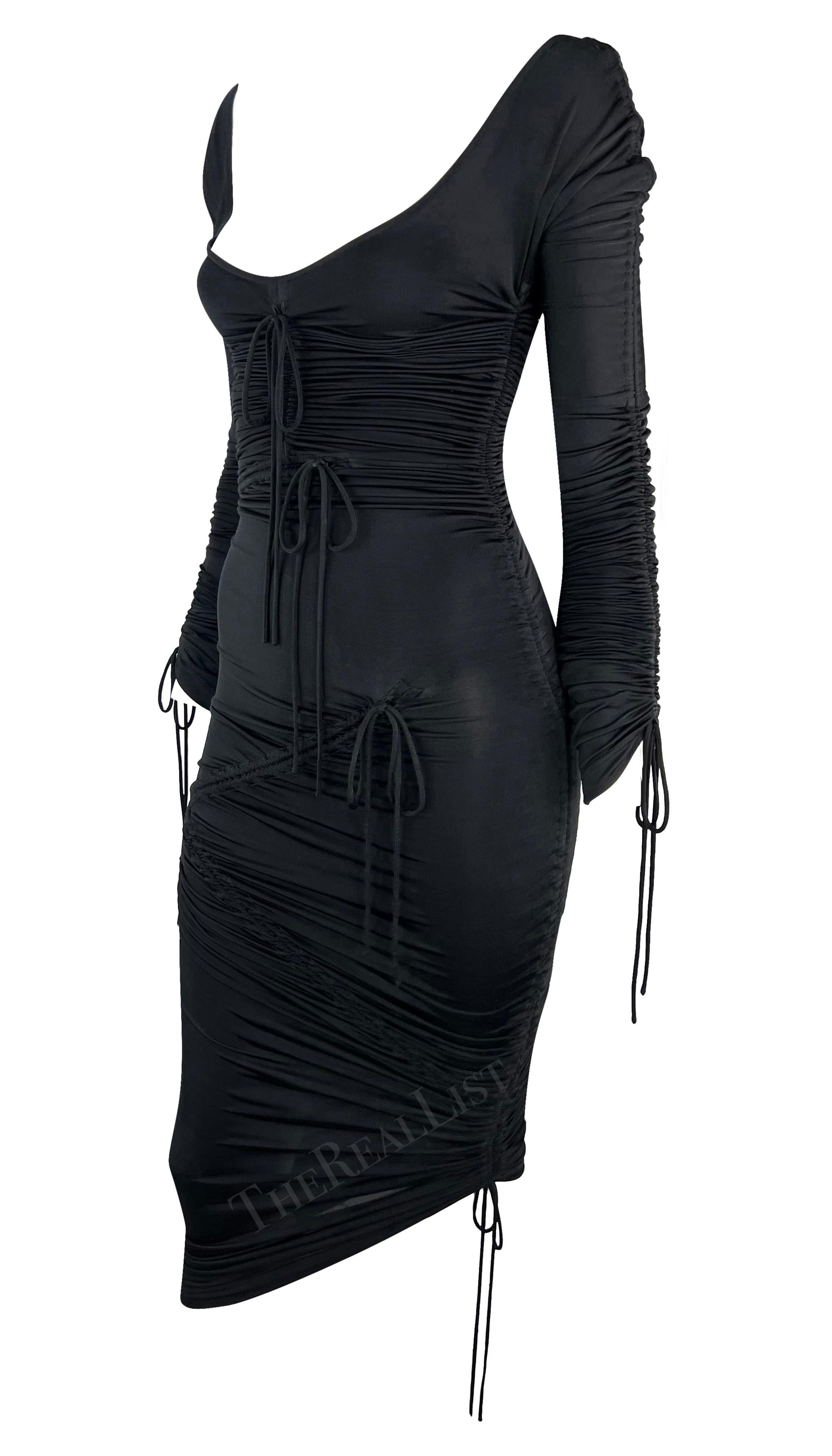 S/S 2003 Dolce & Gabbana Runway 'Sex & Love' Black Drawstring Bodycon Dress For Sale 2