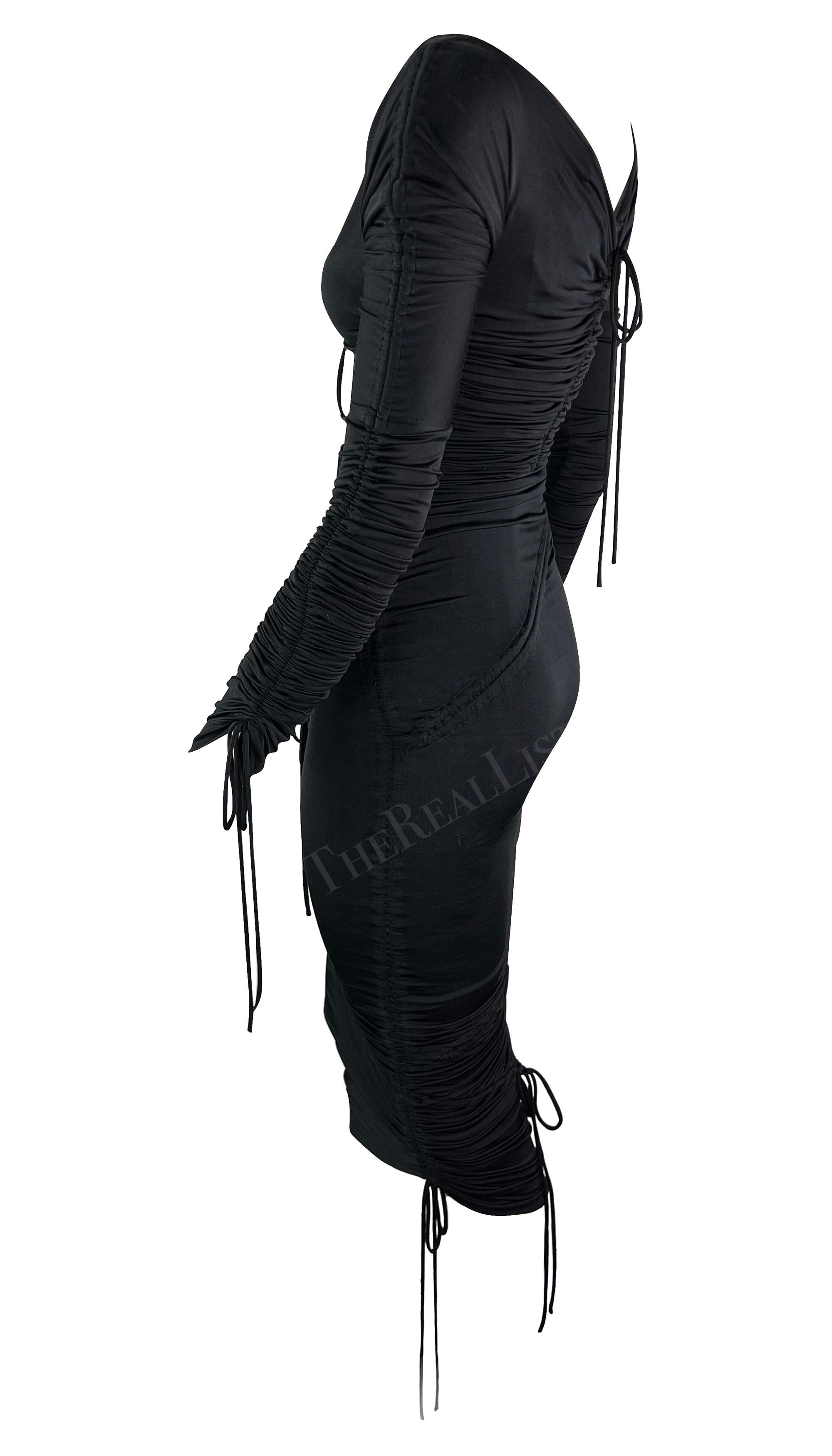 S/S 2003 Dolce & Gabbana Runway 'Sex & Love' Black Drawstring Bodycon Dress For Sale 3