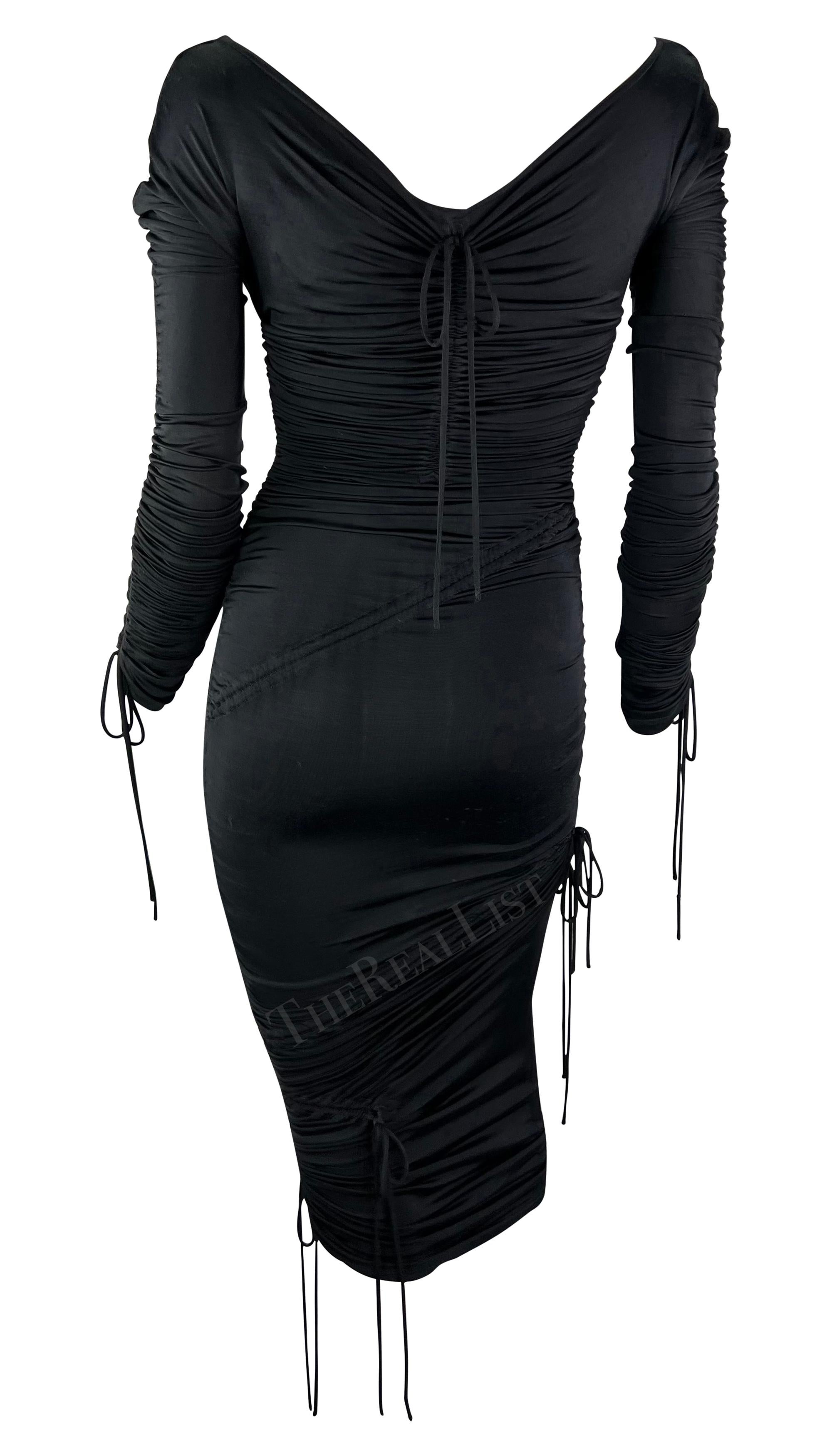 S/S 2003 Dolce & Gabbana Runway 'Sex & Love' Black Drawstring Bodycon Dress For Sale 5