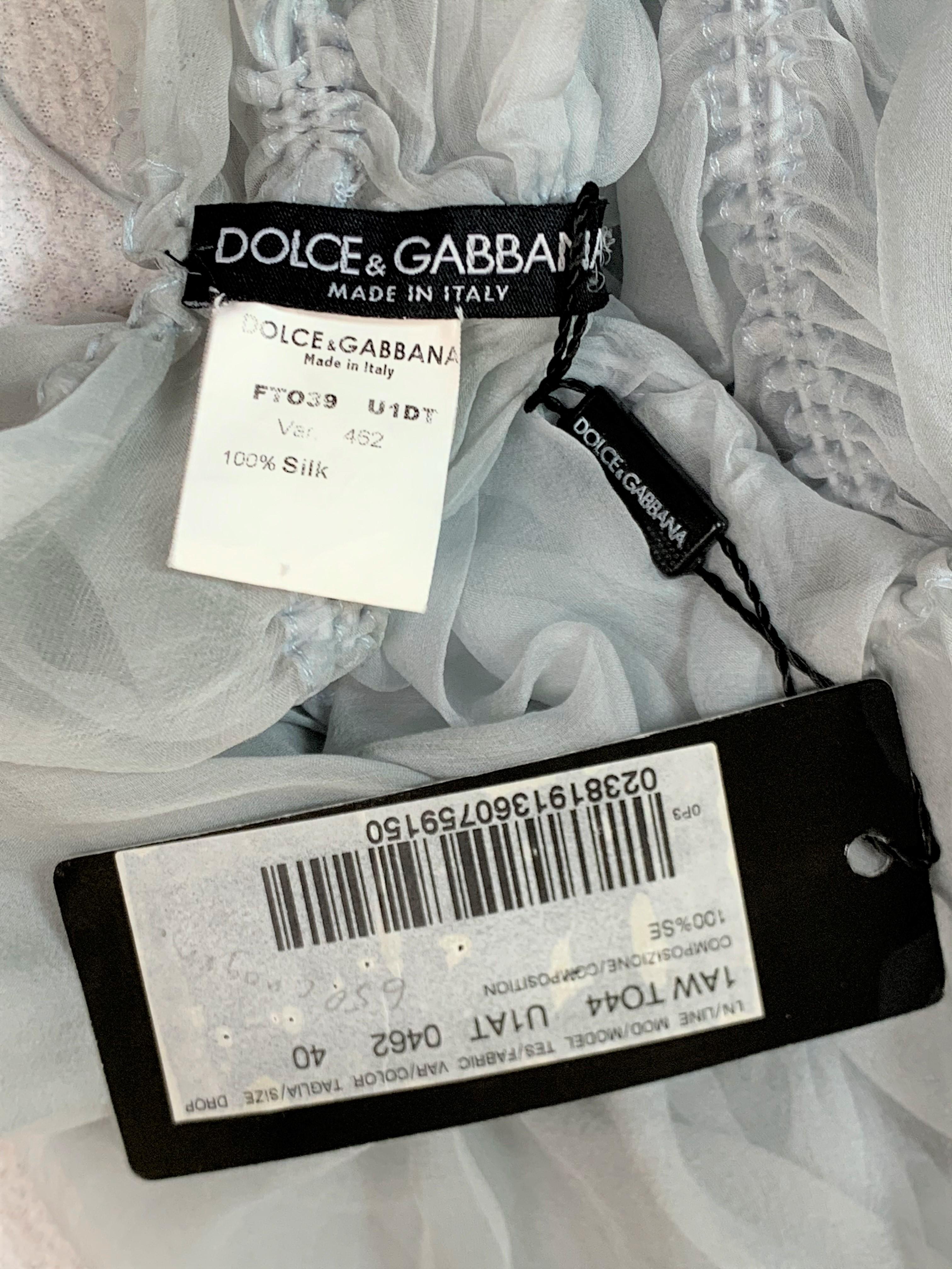 Women's S/S 2003 Dolce & Gabbana Runway Sheer Baby Blue Silk Baggy Dress For Sale