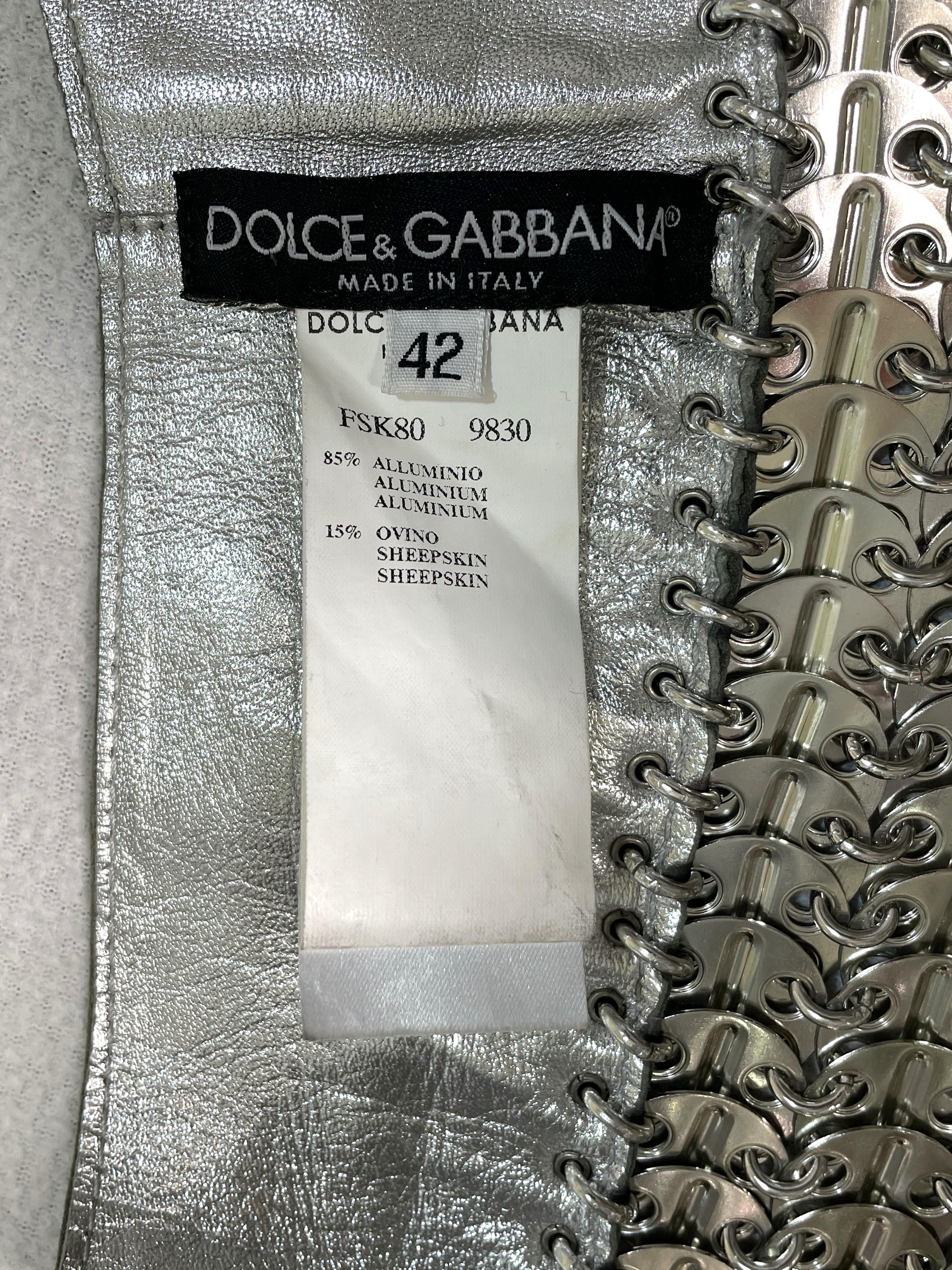 S/S 2003 Dolce & Gabbana Runway Silver Chainmail Metal Silver Mini Skirt In Good Condition In Yukon, OK