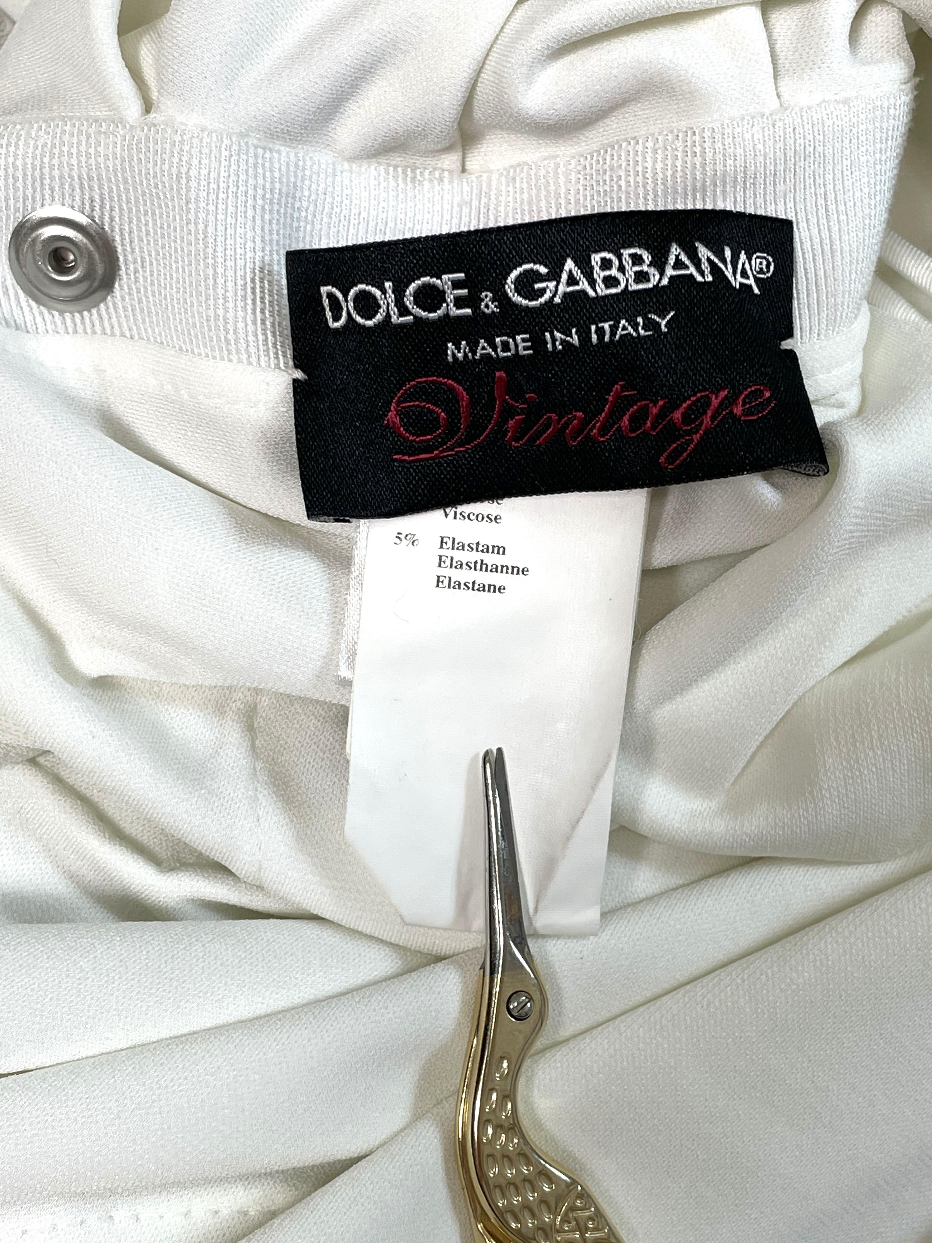 Women's S/S 2003 Dolce & Gabbana Runway White Snap Up Off Shoulder Adjustable Dress