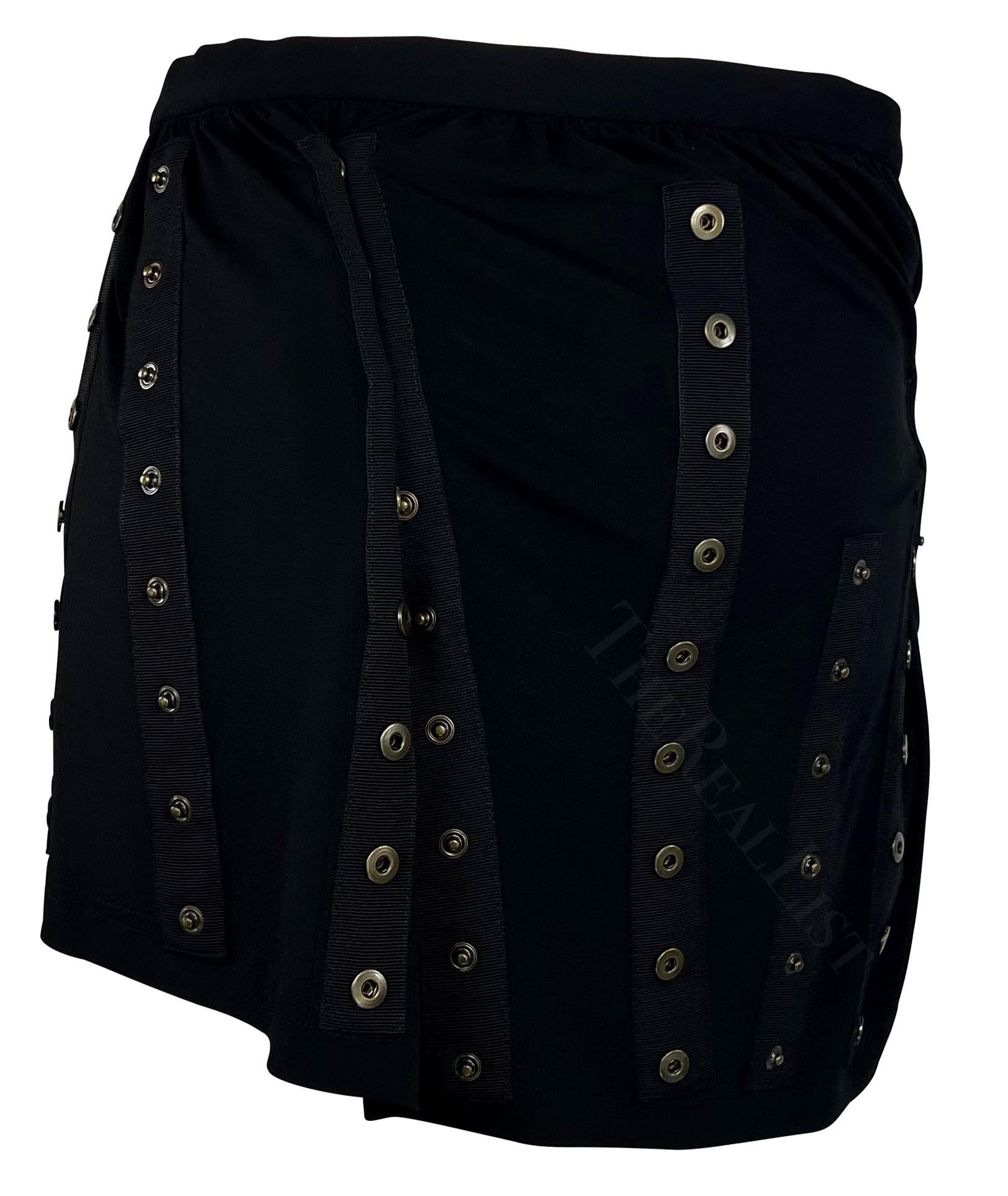 Women's S/S 2003 Dolce & Gabbana ‘Sex and Love Black Snap Wrap Stretch Jersey Mini Skirt For Sale
