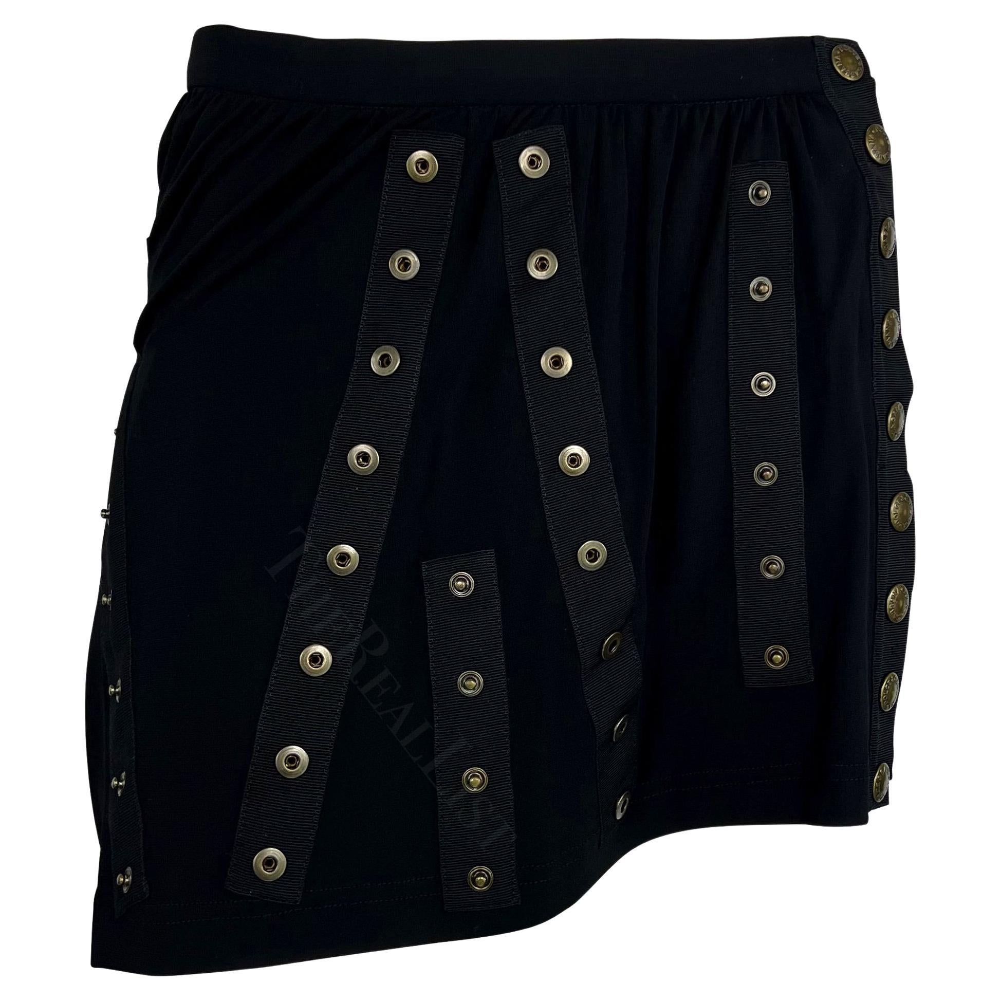 S/S 2003 Dolce & Gabbana 'Sex and Love Black Snap Wrap Stretch Jersey Mini Skirt en vente