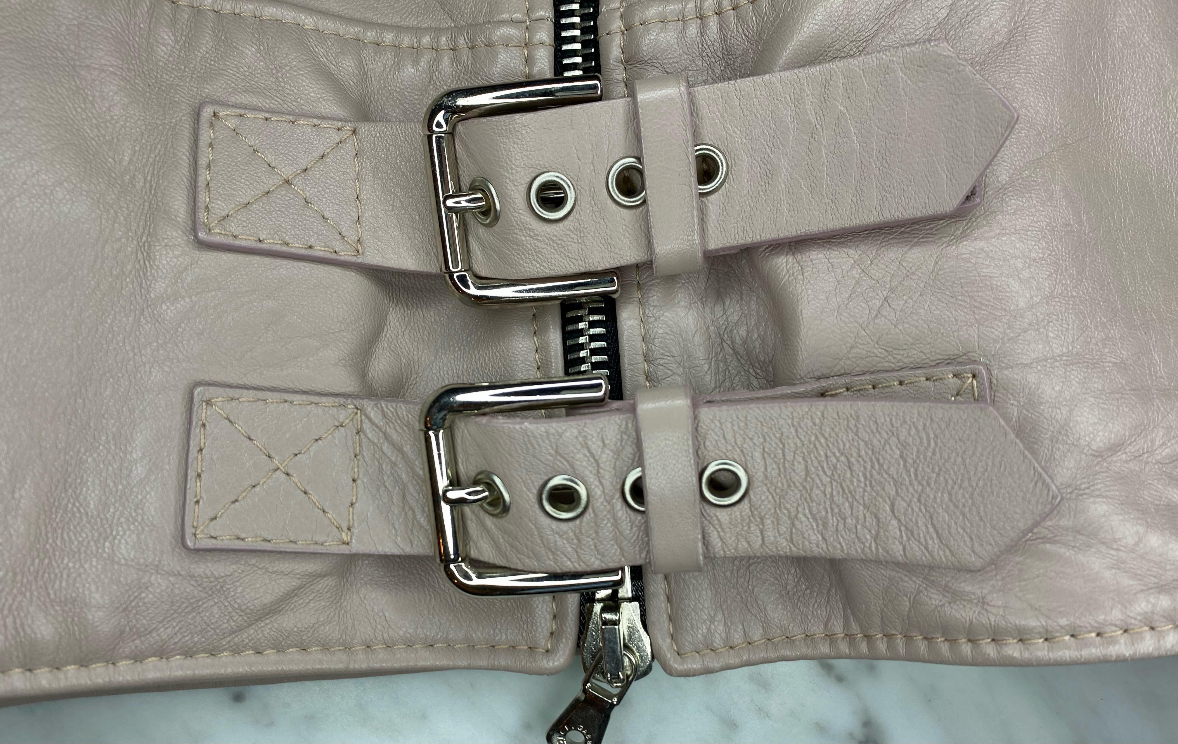 S/S 2003 Dolce & Gabbana 'Sex & Love' Bondage Buckle Lambskin Leather Zip Jacket For Sale 3