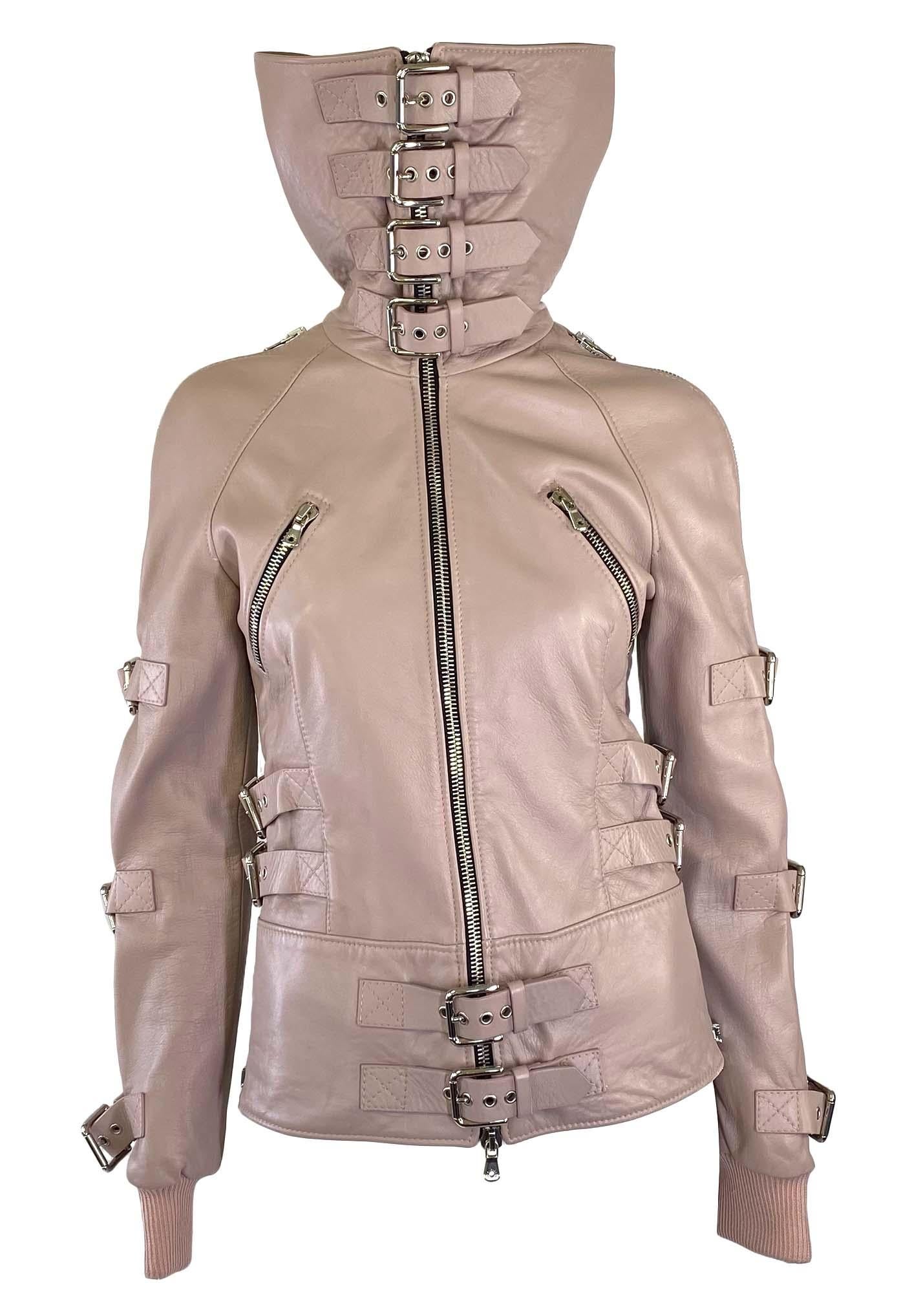 Women's S/S 2003 Dolce & Gabbana 'Sex & Love' Bondage Buckle Lambskin Leather Zip Jacket For Sale