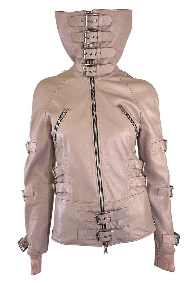 S/S 2003 Dolce and Gabbana 'Sex and Love' Bondage Buckle Lambskin Leather  Zip Jacket For Sale at 1stDibs