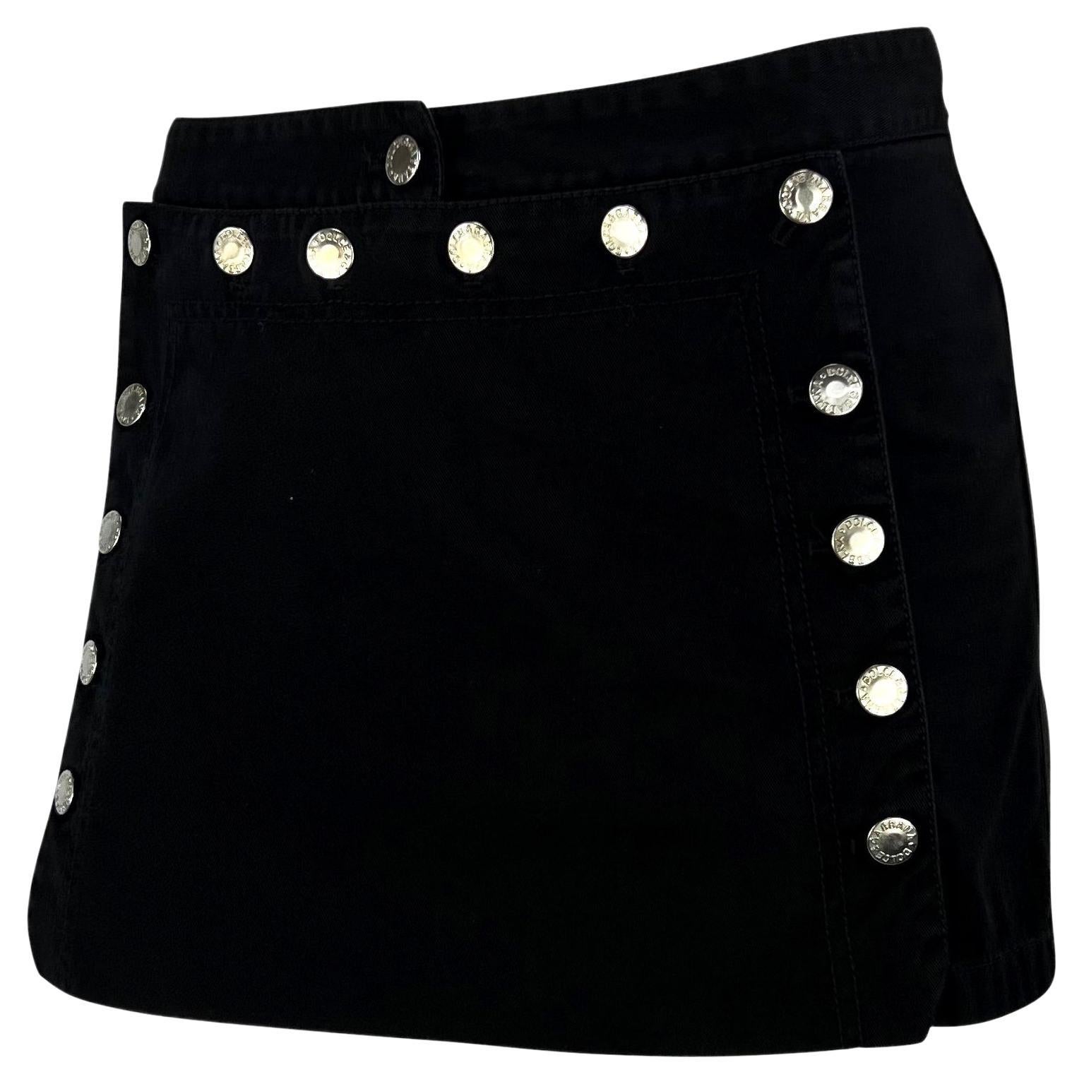 Black S/S 2003 Dolce & Gabbana 'Sex & Love' Flap Front Lace Up Mini Skirt For Sale