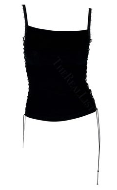 S/S 2003 Dolce & Gabbana 'Sex & Love' Lace-Up Stretch Black Tank Top