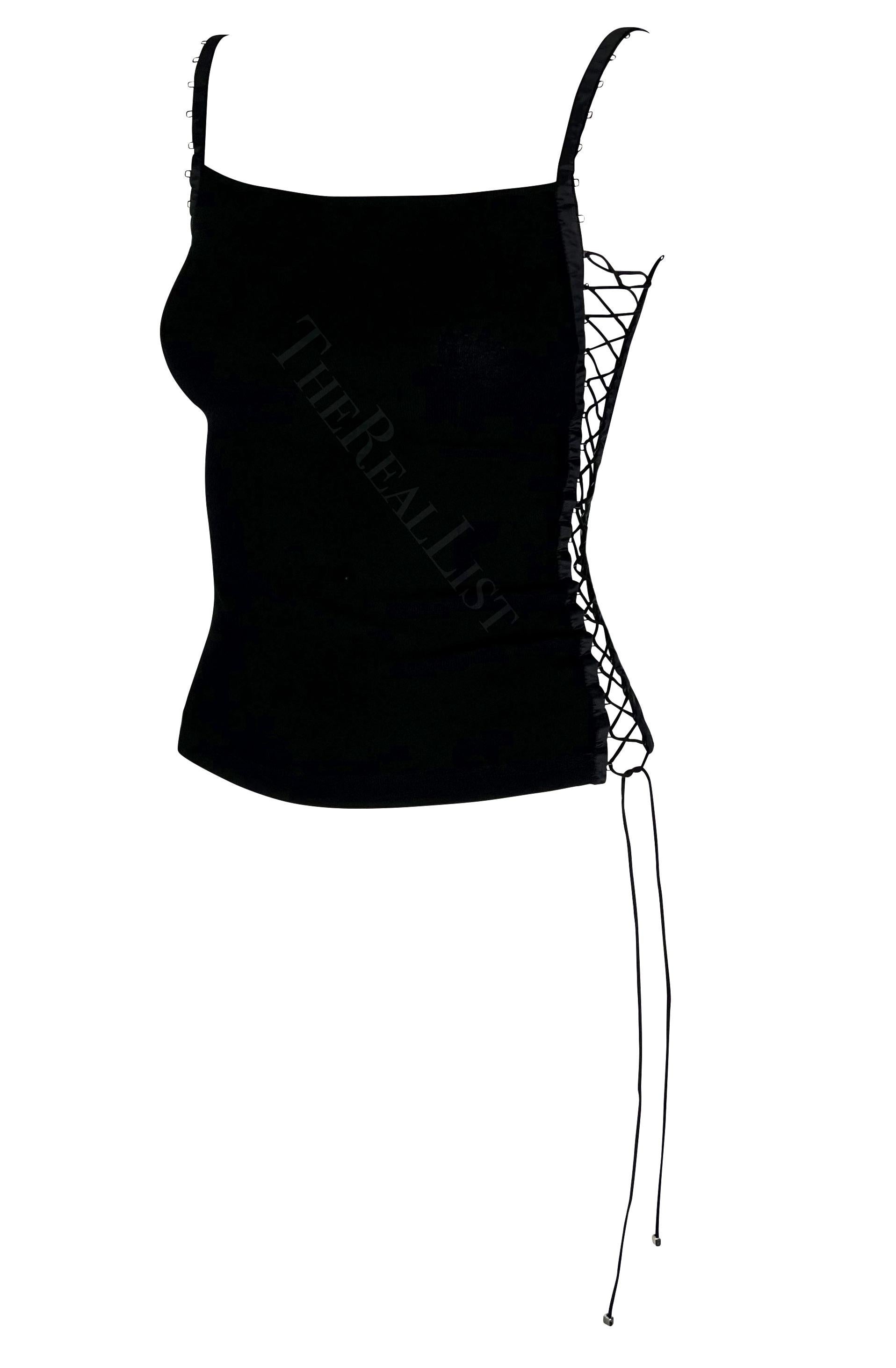 S/S 2003 Dolce & Gabbana 'Sex & Love' Lace-Up Stretch Black Tank Top In Excellent Condition In West Hollywood, CA