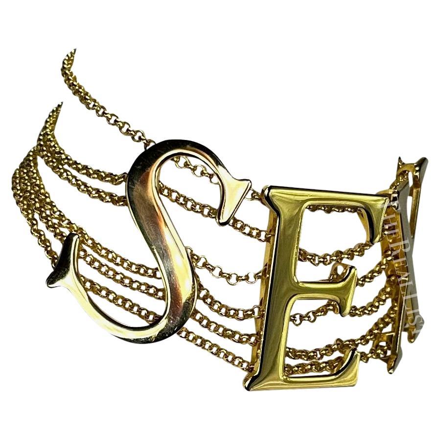 S/S 2003 Dolce & Gabbana 'Sex & Love' Runway Gold SEX Choker Necklace For Sale 3