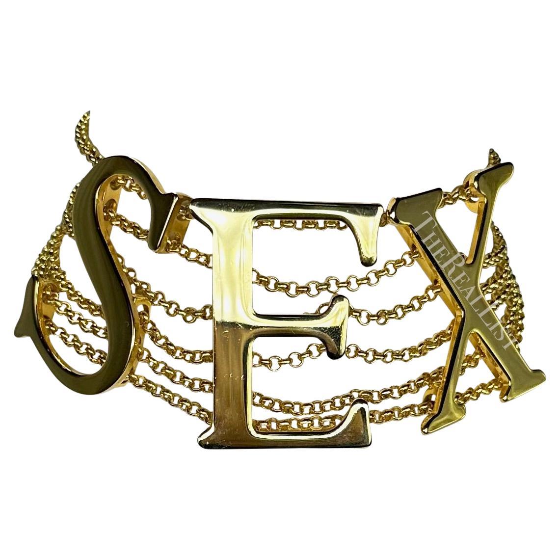S/S 2003 Dolce & Gabbana 'Sex & Love' Runway Gold SEX Choker Necklace For Sale 4