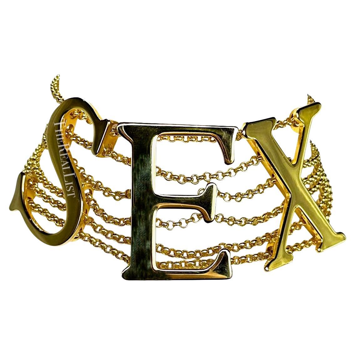 S/S 2003 Dolce & Gabbana 'Sex & Love' Runway Gold SEX Choker Necklace For Sale
