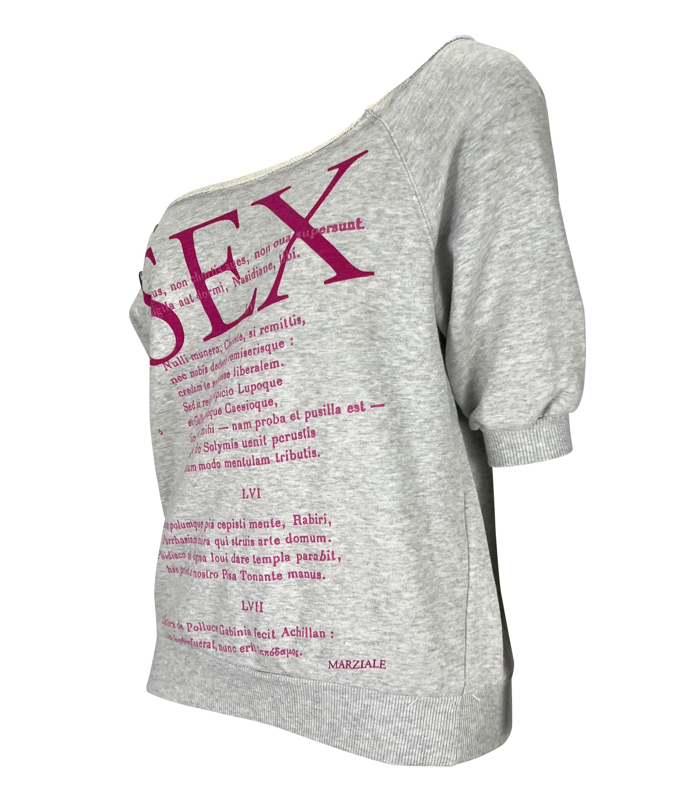 Women's S/S 2003 Dolce & Gabbana 'Sex & Love' Runway Print Pin Cropped Sweatshirt Top