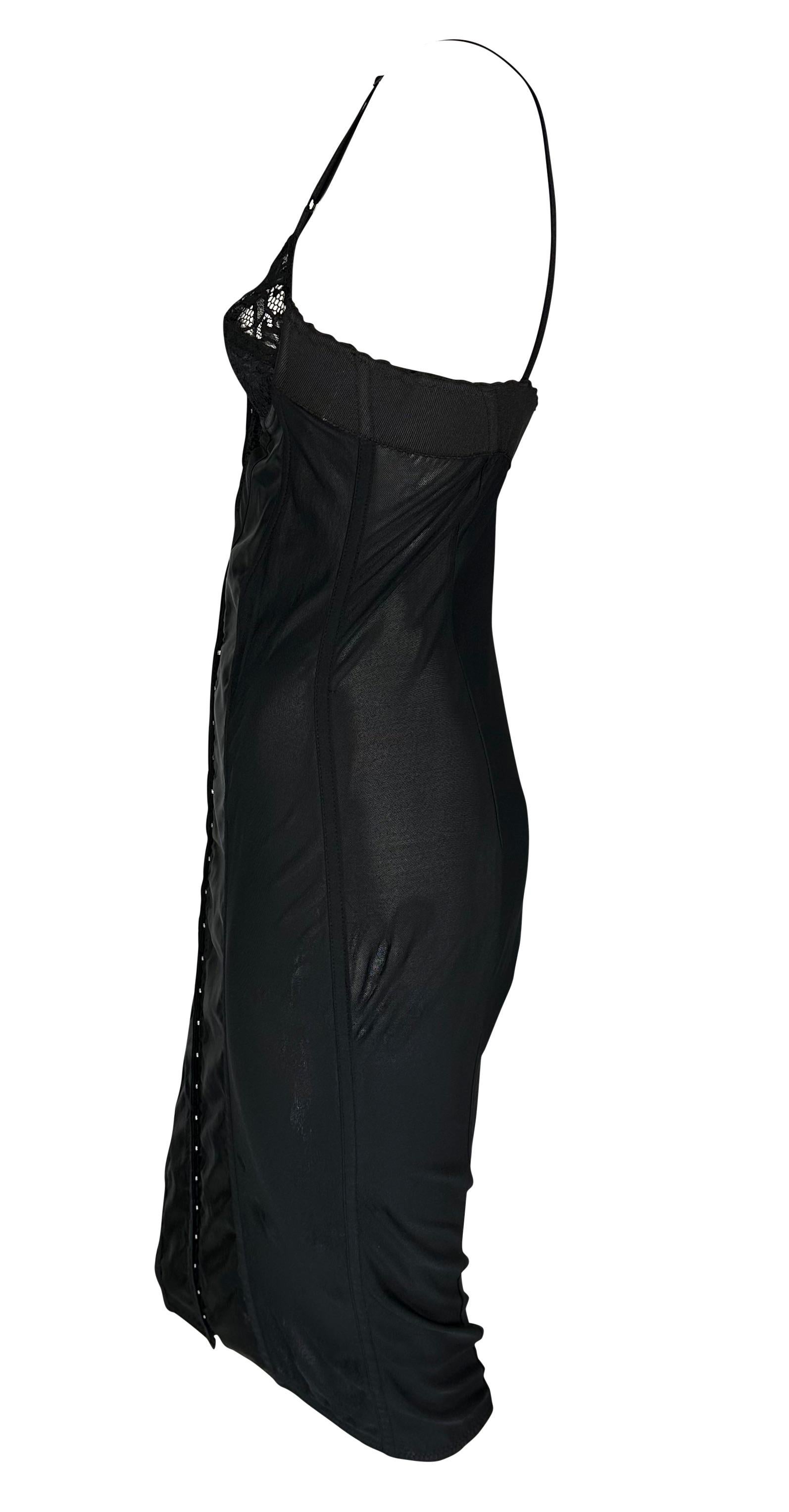 Women's S/S 2003 Dolce & Gabbana 'Sex & Love' Runway Sheer Bustier Black Dress For Sale