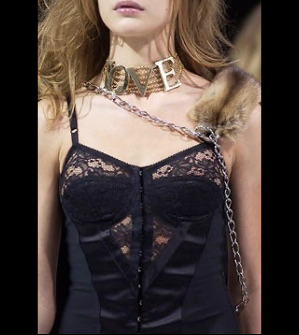 S/S 2003 Dolce & Gabbana 'Sex & Love' Runway Sheer Bustier Black Dress For Sale 1