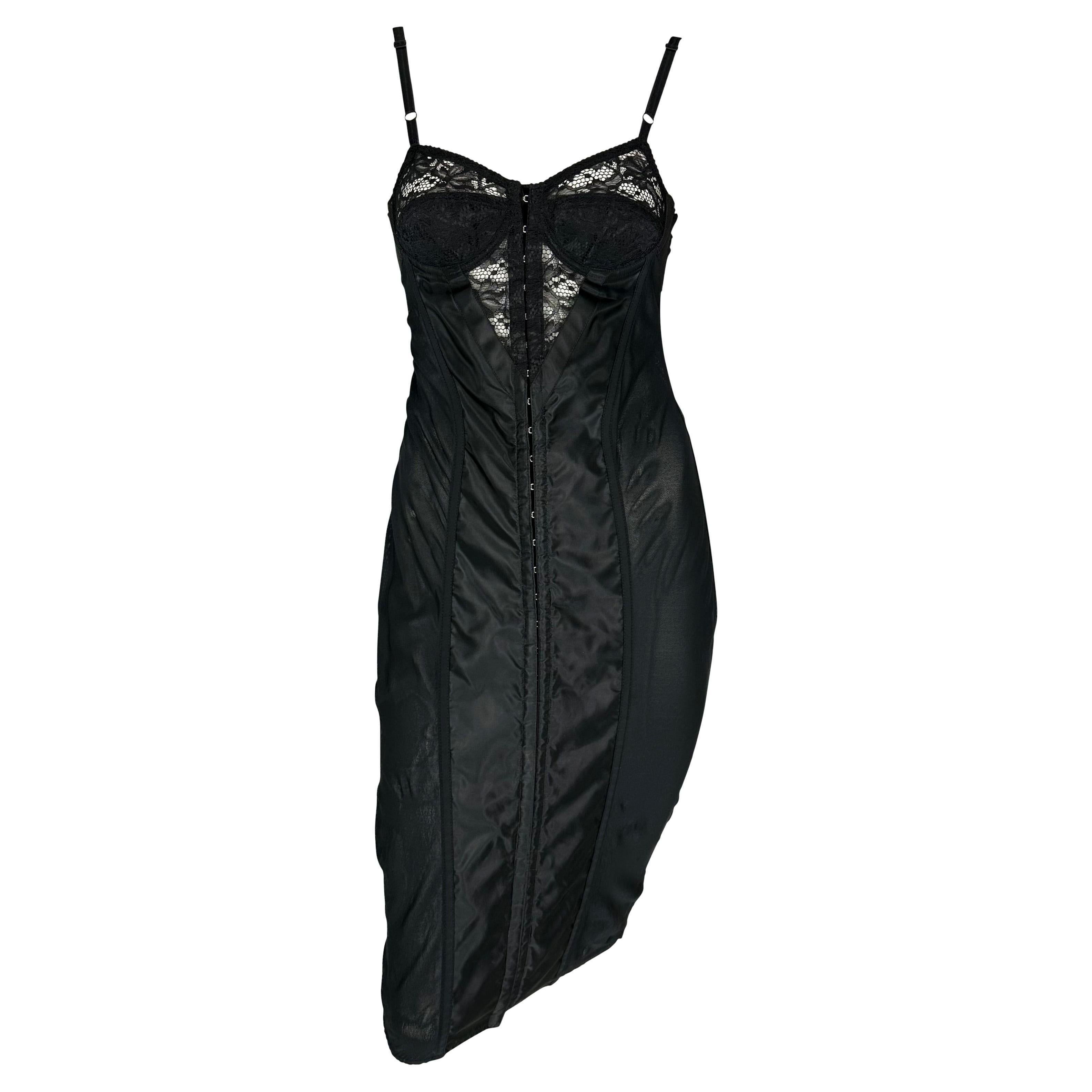 S/S 2003 Dolce & Gabbana 'Sex & Love' Runway Sheer Bustier Black Dress For Sale