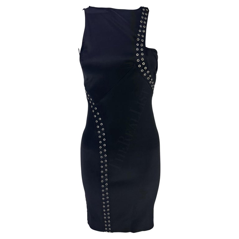 S/S 2003 Gianni Versace by Donatella Medusa Grommet Bodycon Black Cutout  Dress For Sale at 1stDibs | gianni versace dress donatella