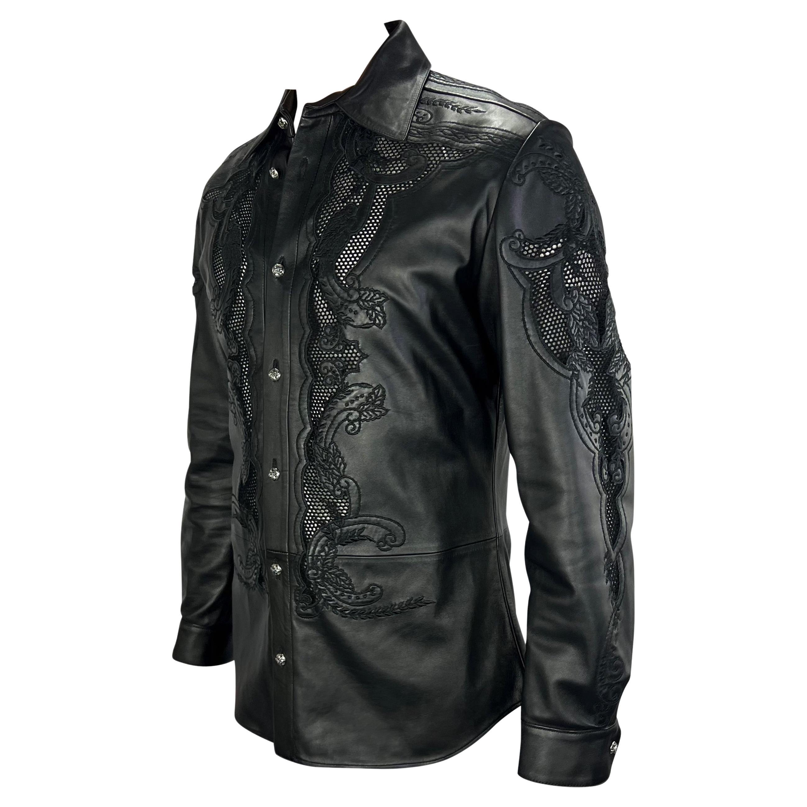 mens black lace shirt