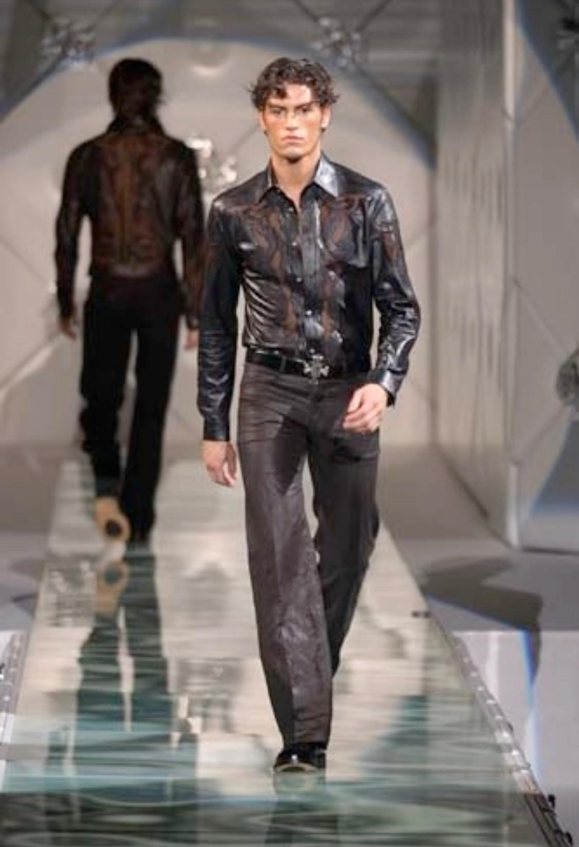 mens black lace shirt