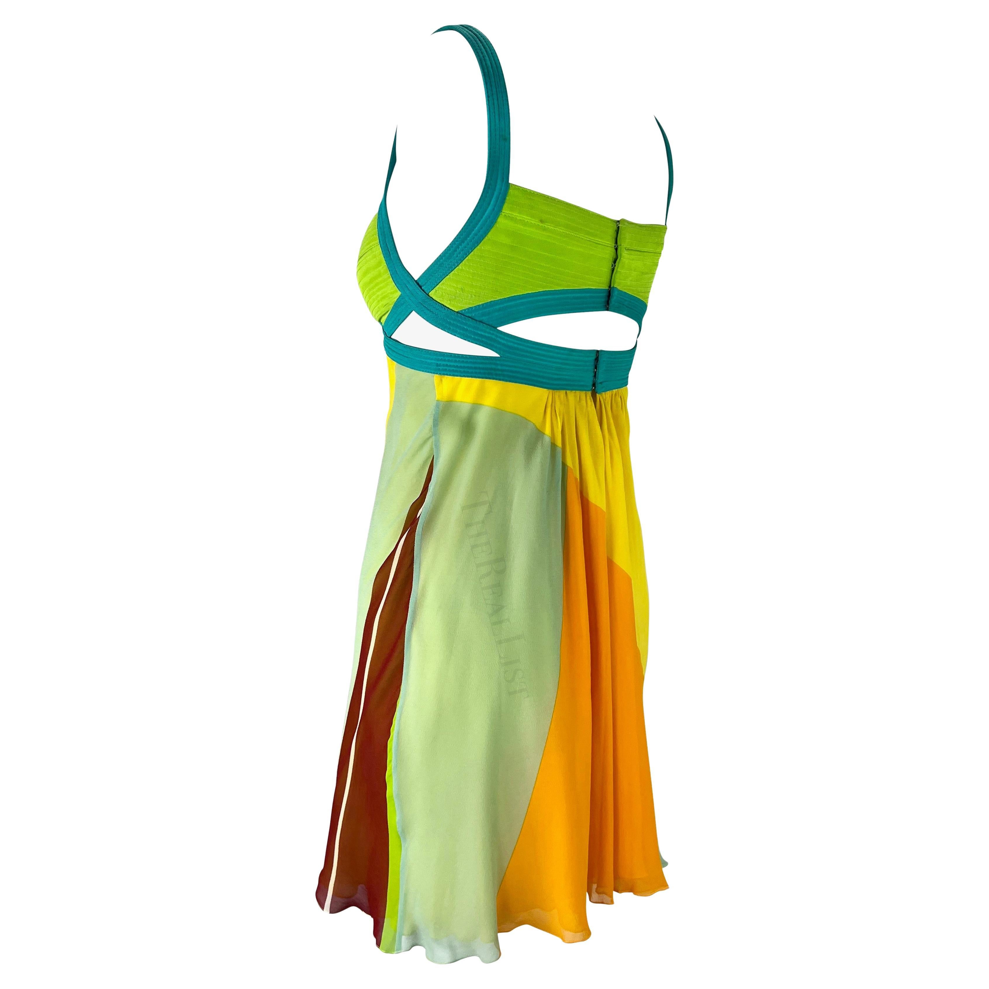 S/S 2003 Gianni Versace by Donatella Multicolor Colorblock Runway Mini Dress 3