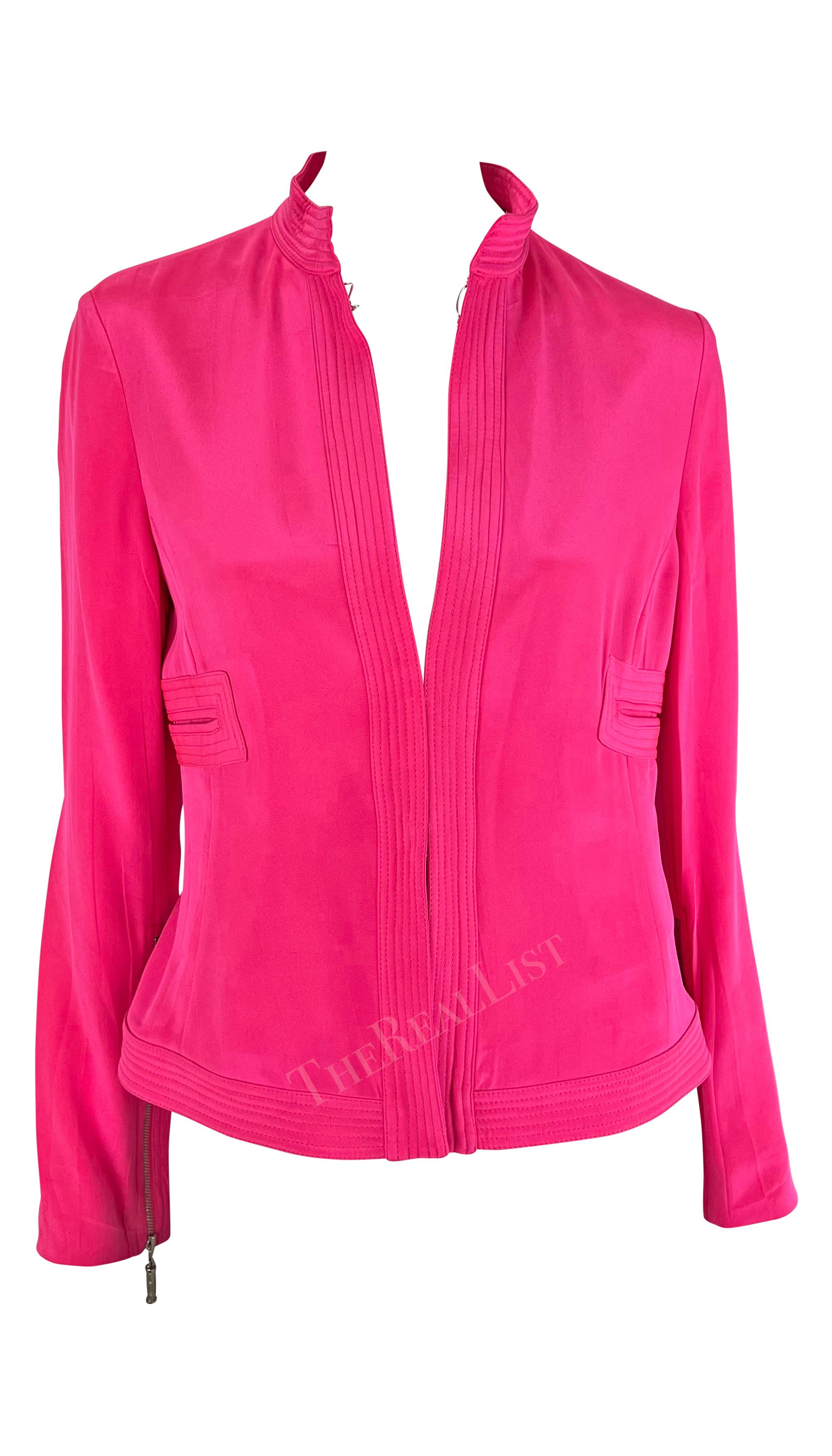 S/S 2003 Gianni Versace by Donatella Runway Hot Pink Long Sleeve Jacket  In Good Condition For Sale In West Hollywood, CA