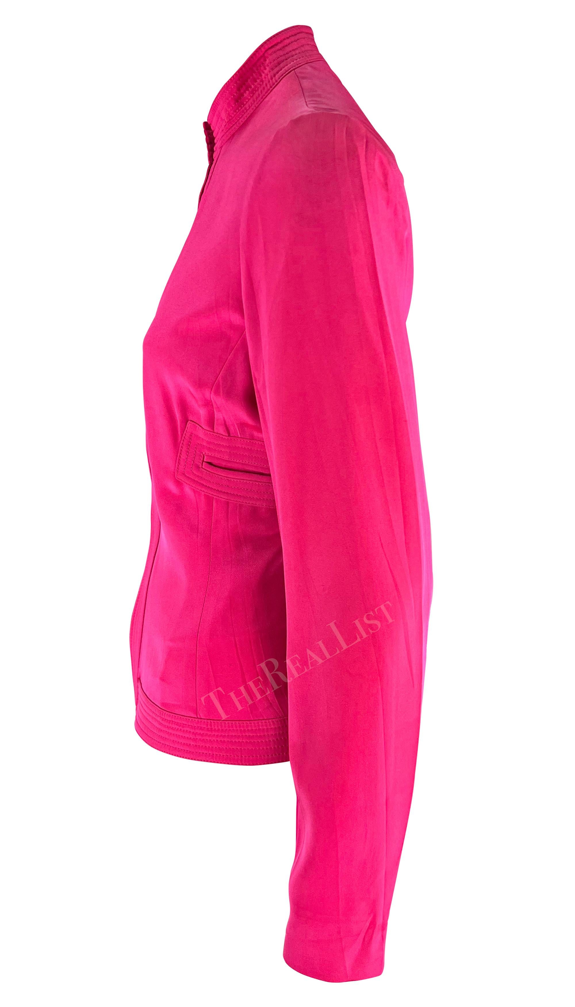 S/S 2003 Gianni Versace by Donatella Runway Hot Pink Long Sleeve Jacket  For Sale 1