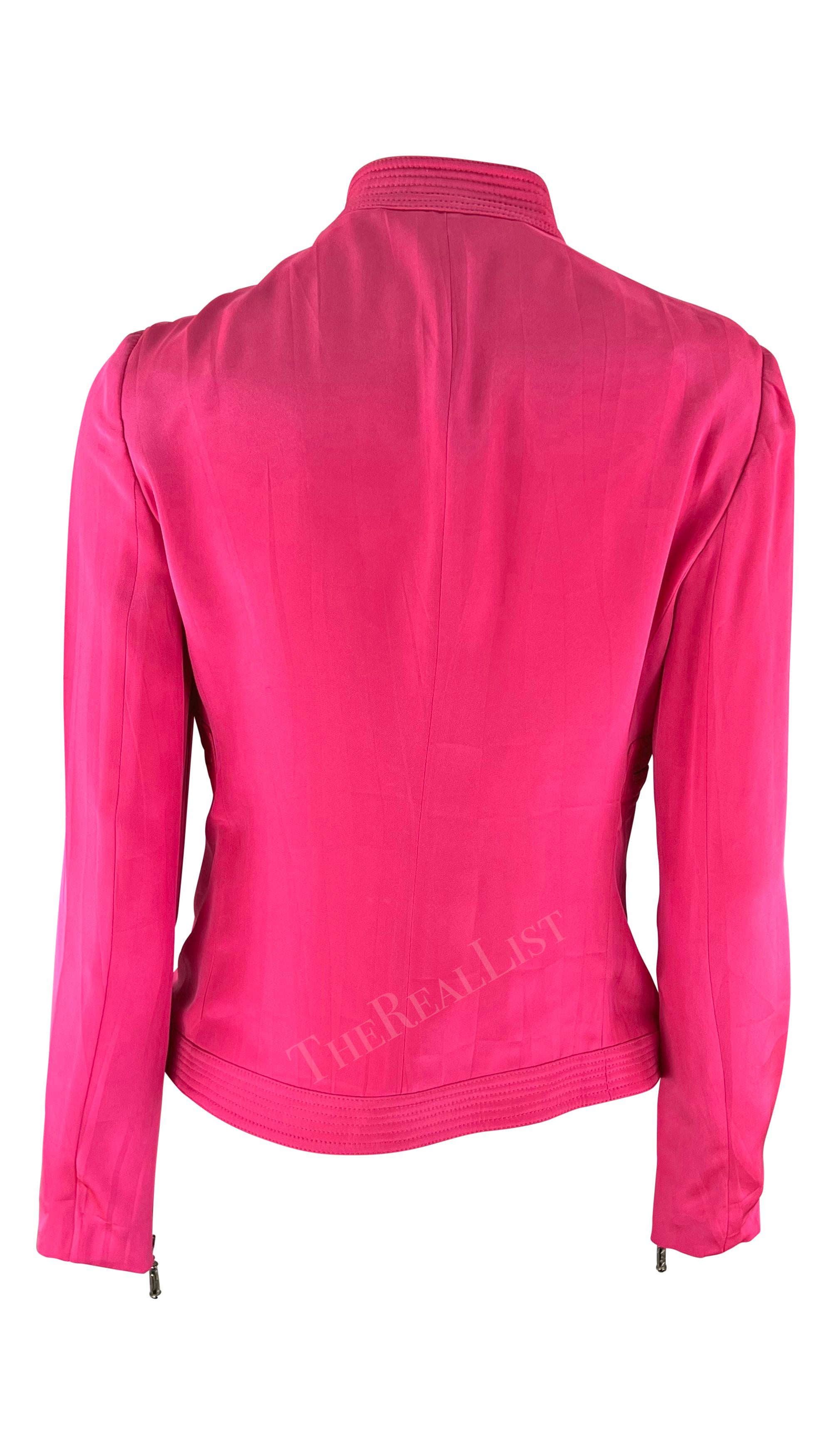 S/S 2003 Gianni Versace by Donatella Runway Hot Pink Long Sleeve Jacket  For Sale 2
