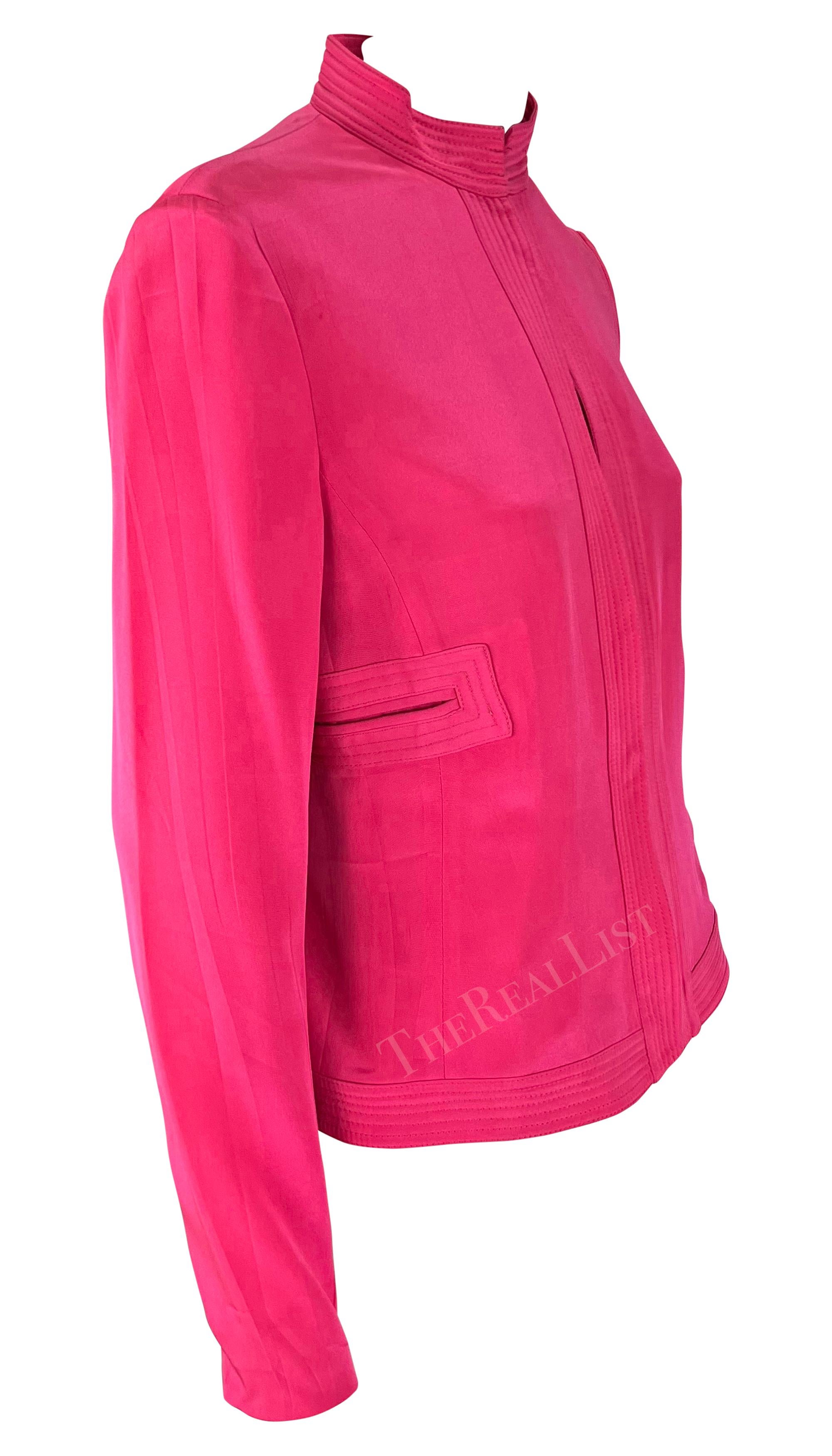 S/S 2003 Gianni Versace by Donatella Runway Hot Pink Long Sleeve Jacket  For Sale 3