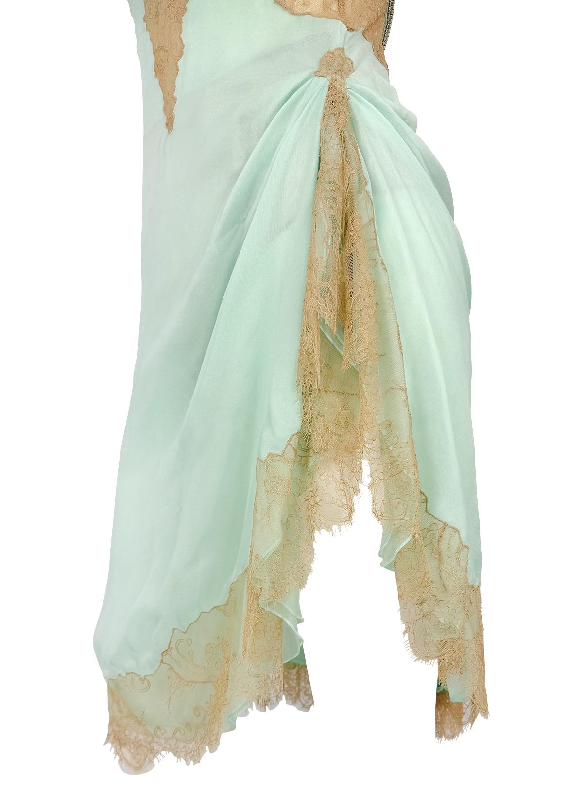 S/S 2003 Gianni Versace by Donatella Runway Sheer Lace Oroton Trim Mini Dress 2
