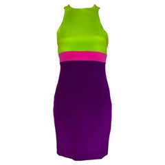 Mini halter colorblock viola/verde di Gianni Versace by Donatella Versace per la P/E 2003