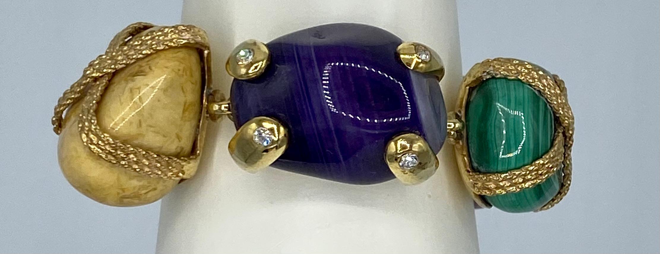S/S 2003 Gianni Versace by Donatella Runway Gold Tone Multi Stone Bracelet  For Sale 2