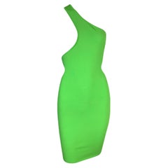 S/S 2003 Gianni Versace Runway Green Knit Bodycon One Arm Chestless Mini Dress