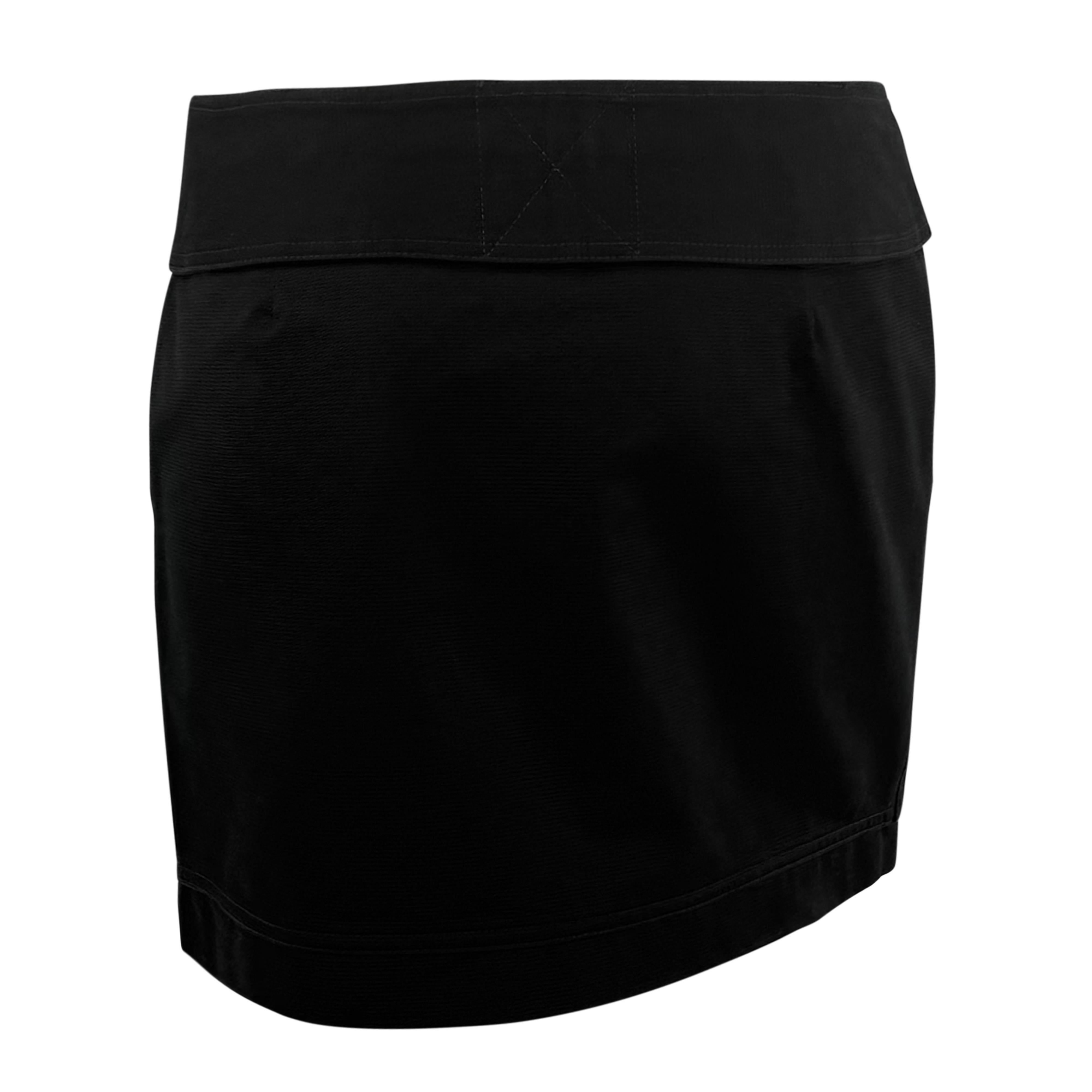 S/S 2003 Gucci by Tom Ford Black Cotton Twill Silk Belted Mini Skirt For Sale 3