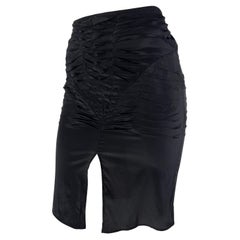 S/S 2003 Gucci by Tom Ford Black Pleated Stretch Silk Skirt