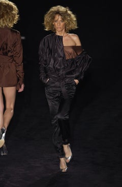 S/S 2003 Gucci by Tom Ford Black Silk Taffeta Waist Tie Pants