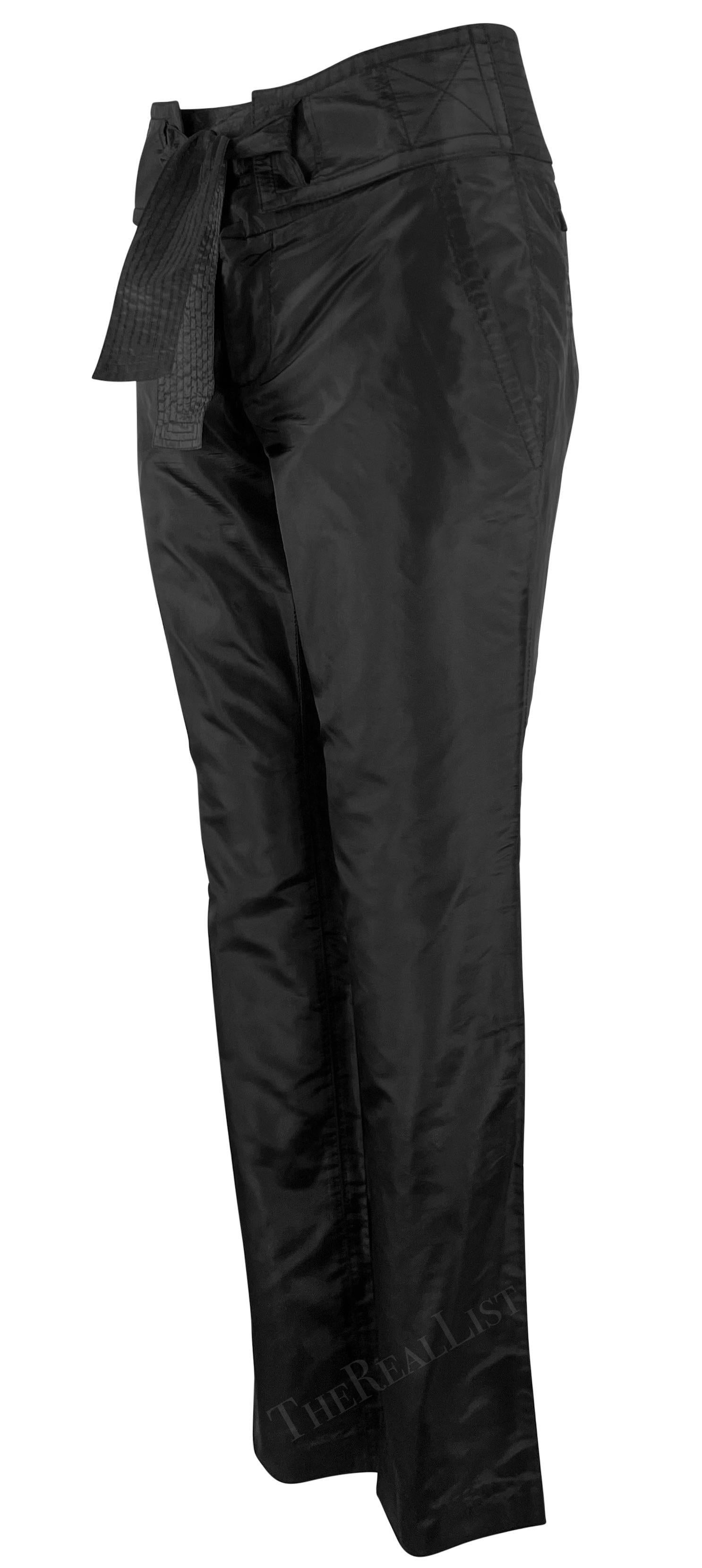 S/S 2003 Pantalon à nouer à la taille en taffetas de soie noir Gucci by Tom Ford Excellent état - En vente à West Hollywood, CA