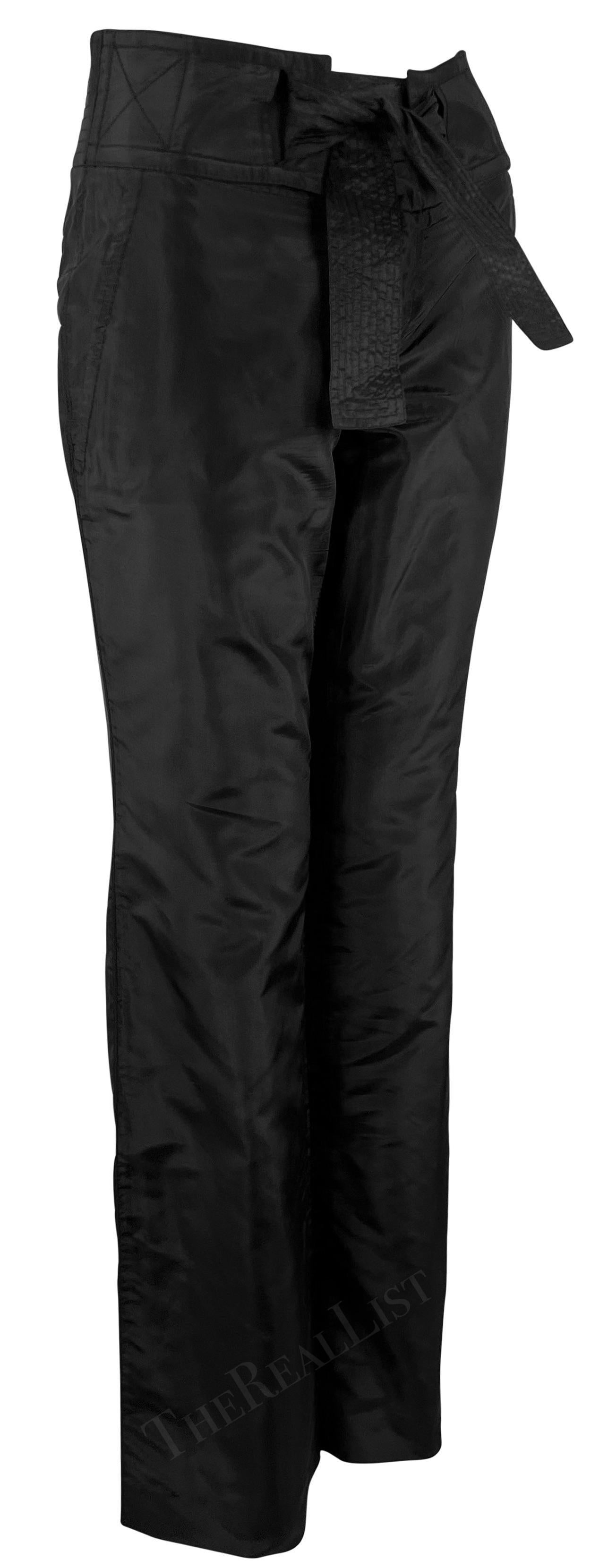 S/S 2003 Pantalon à nouer à la taille en taffetas de soie noir Gucci by Tom Ford en vente 4