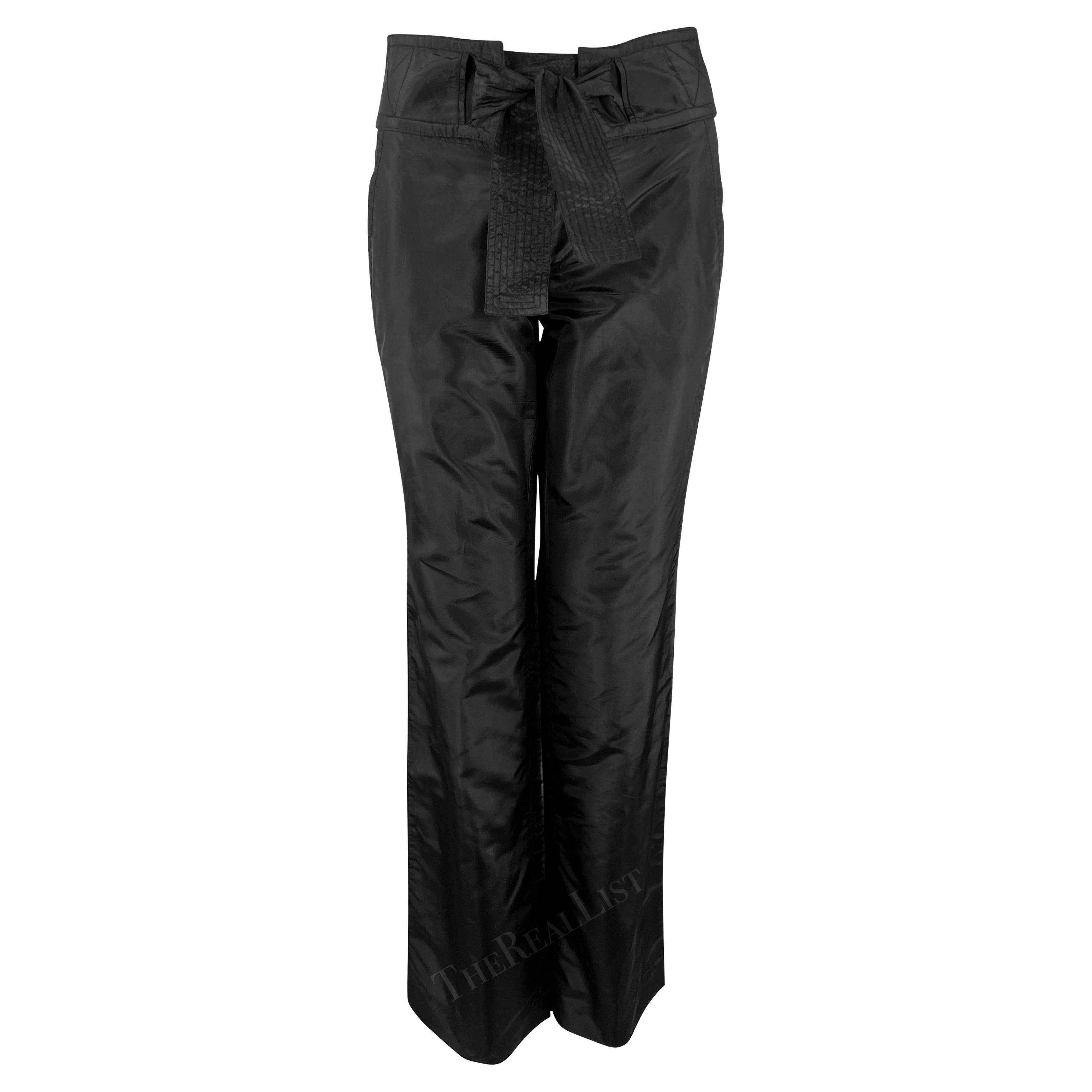 S/S 2003 Pantalon à nouer à la taille en taffetas de soie noir Gucci by Tom Ford en vente
