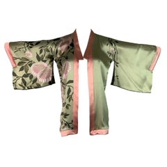 F/S 2003 Gucci by Tom Ford Dokumentiertes Seidengrün-Rosa-Kimono-Oberteil