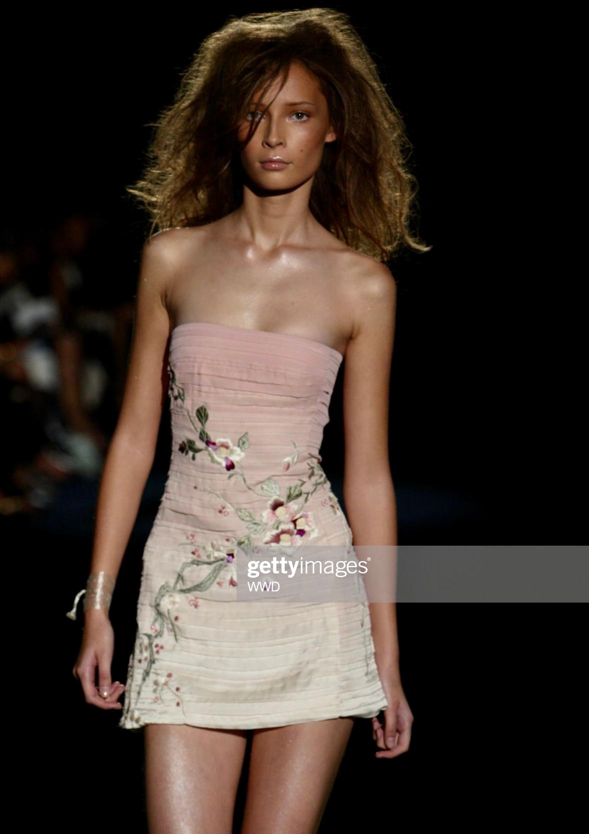 S/S 2003 Gucci by Tom Ford Embroidered Silk Mini Dress Cherry Blossom Floral 2
