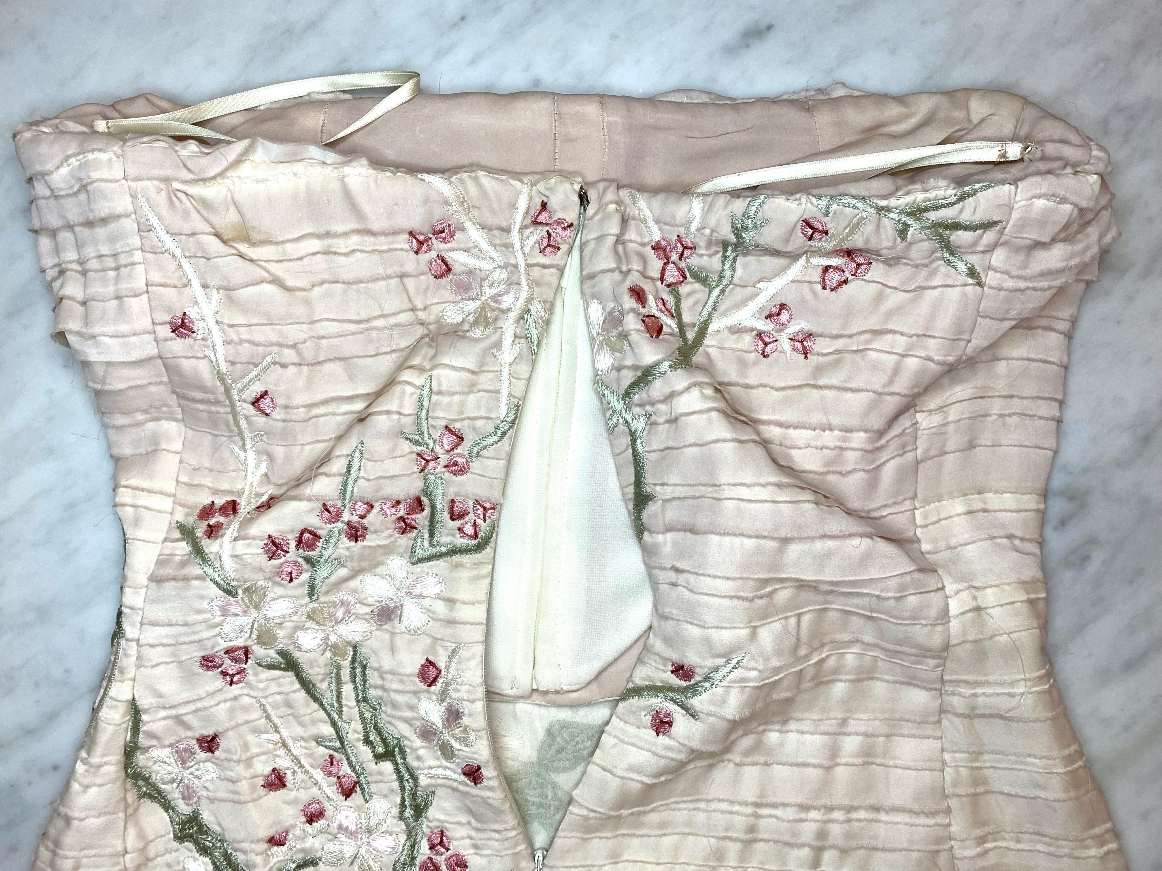 S/S 2003 Gucci by Tom Ford Embroidered Silk Mini Dress Cherry Blossom Floral 3