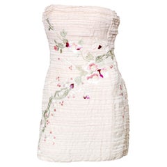 S/S 2003 Gucci by Tom Ford Embroidered Silk Mini Dress Cherry Blossom Floral