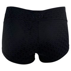 S/S 2003 Gucci by Tom Ford GG Monogram Stretch Swim Black Hot Pants Shorts