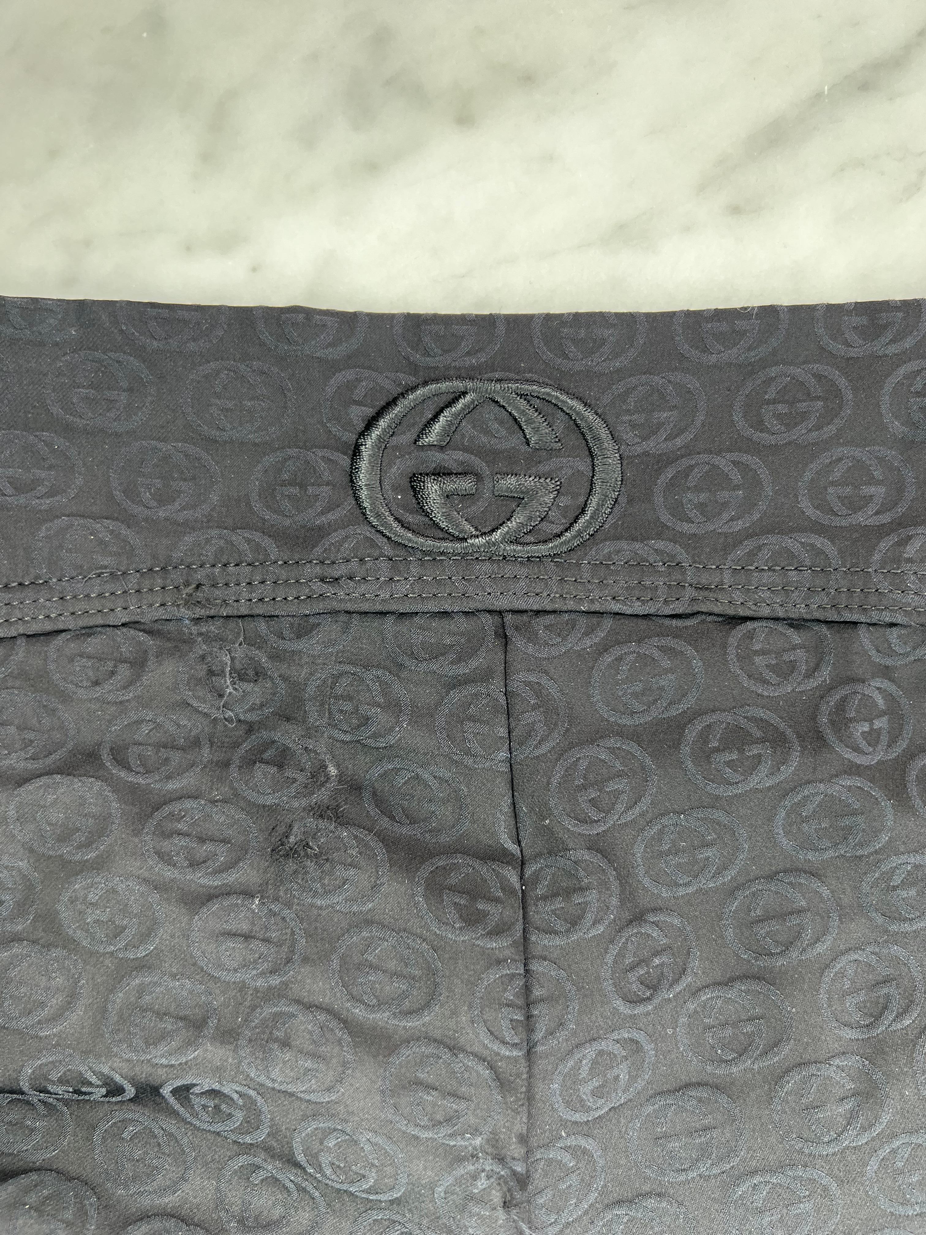 Women's S/S 2003 Gucci by Tom Ford GG Monogram Stretch Swim Black Hot Pants Shorts For Sale